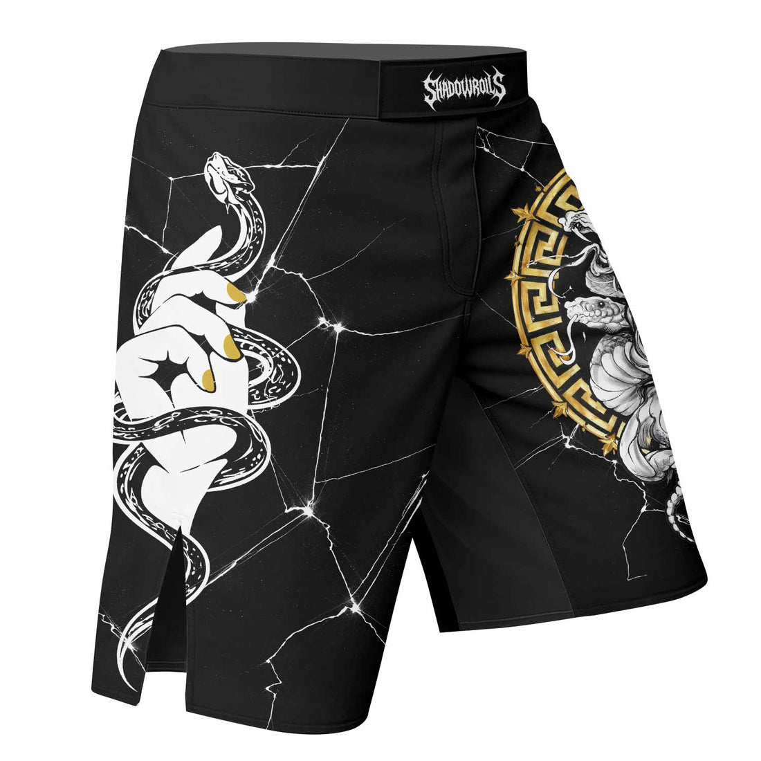 Medusa Snake Fight Shorts – Durable MMA & BJJ Training Gear - right side mockup
