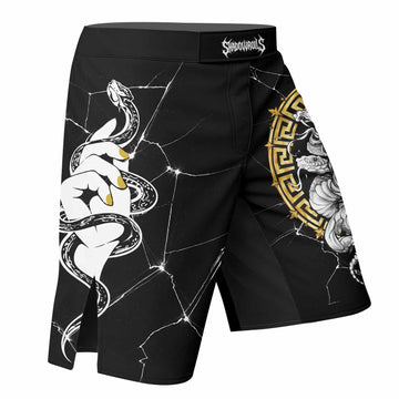 Medusa Snake Fight Shorts – Durable MMA & BJJ Training Gear - right side mockup