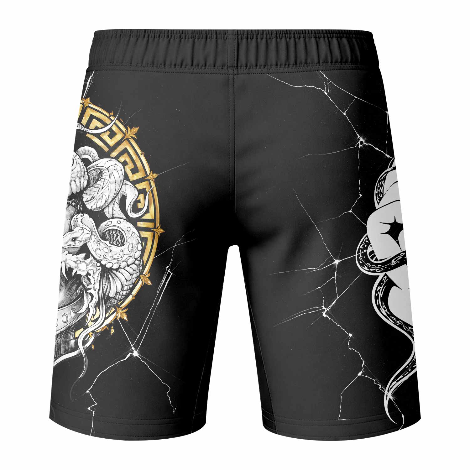 Medusa Snake Fight Shorts – Durable MMA & BJJ Training Gear - back view mockup