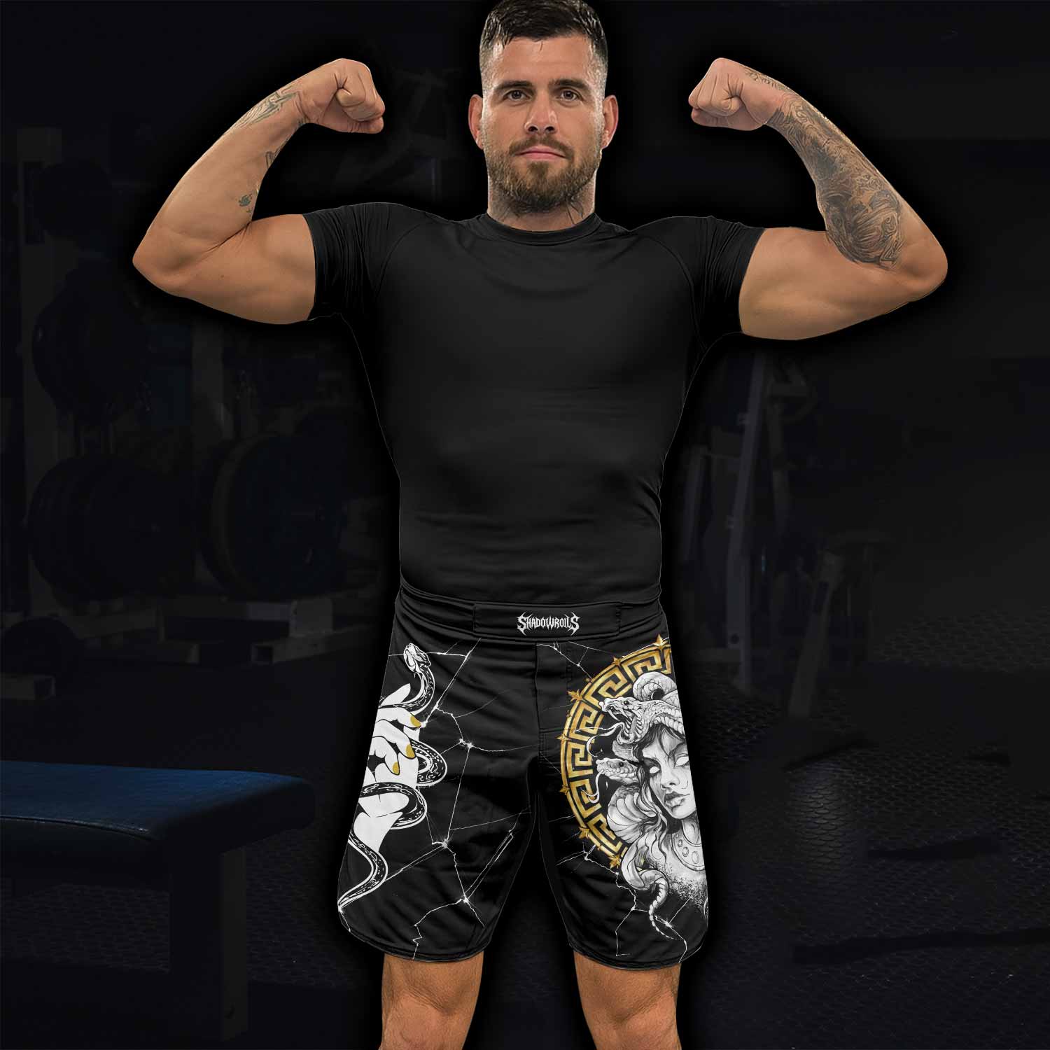 Medusa Snake Fight Shorts – Durable MMA & BJJ Training Gear - lifestyle view