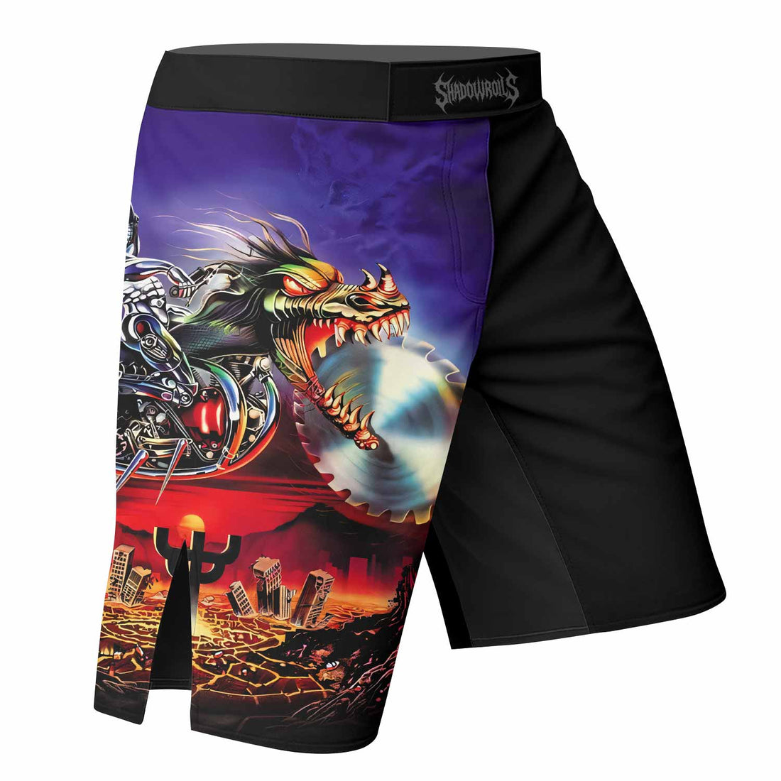 Judas Priest Painkiller Fight Shorts for MMA, BJJ & Boxing - right side mockup