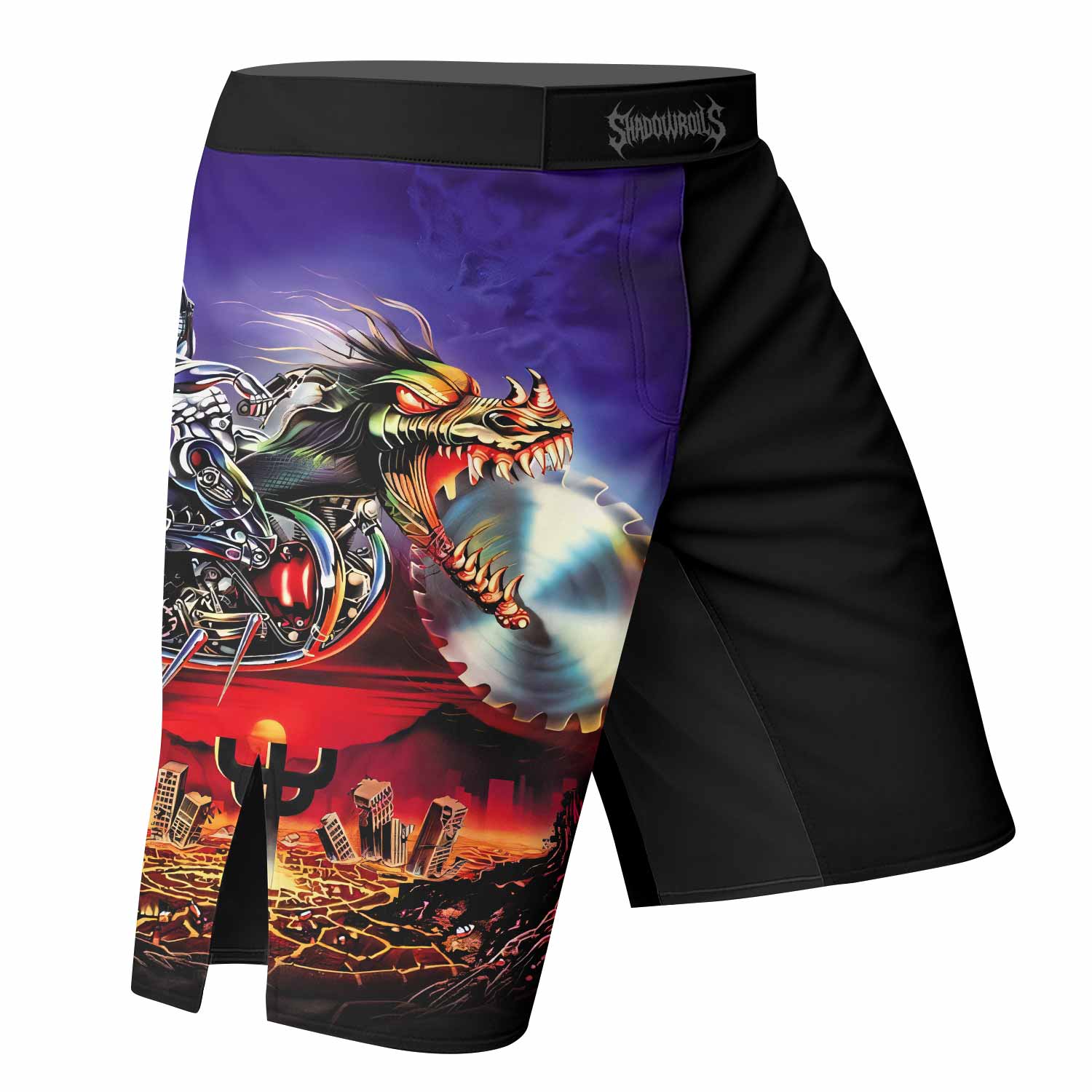 Judas Priest Painkiller Fight Shorts for MMA, BJJ & Boxing - right side mockup