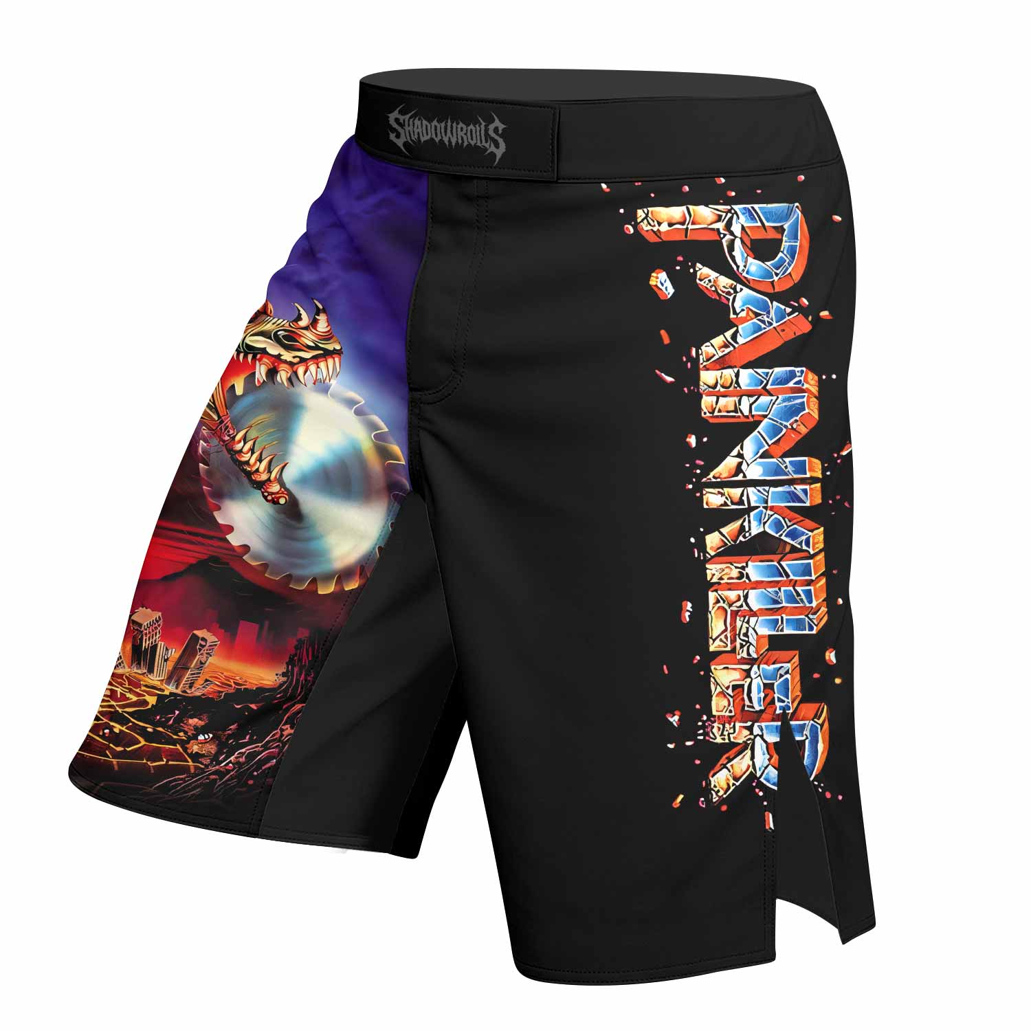 Judas Priest Painkiller Fight Shorts for MMA, BJJ & Boxing - left side mockup