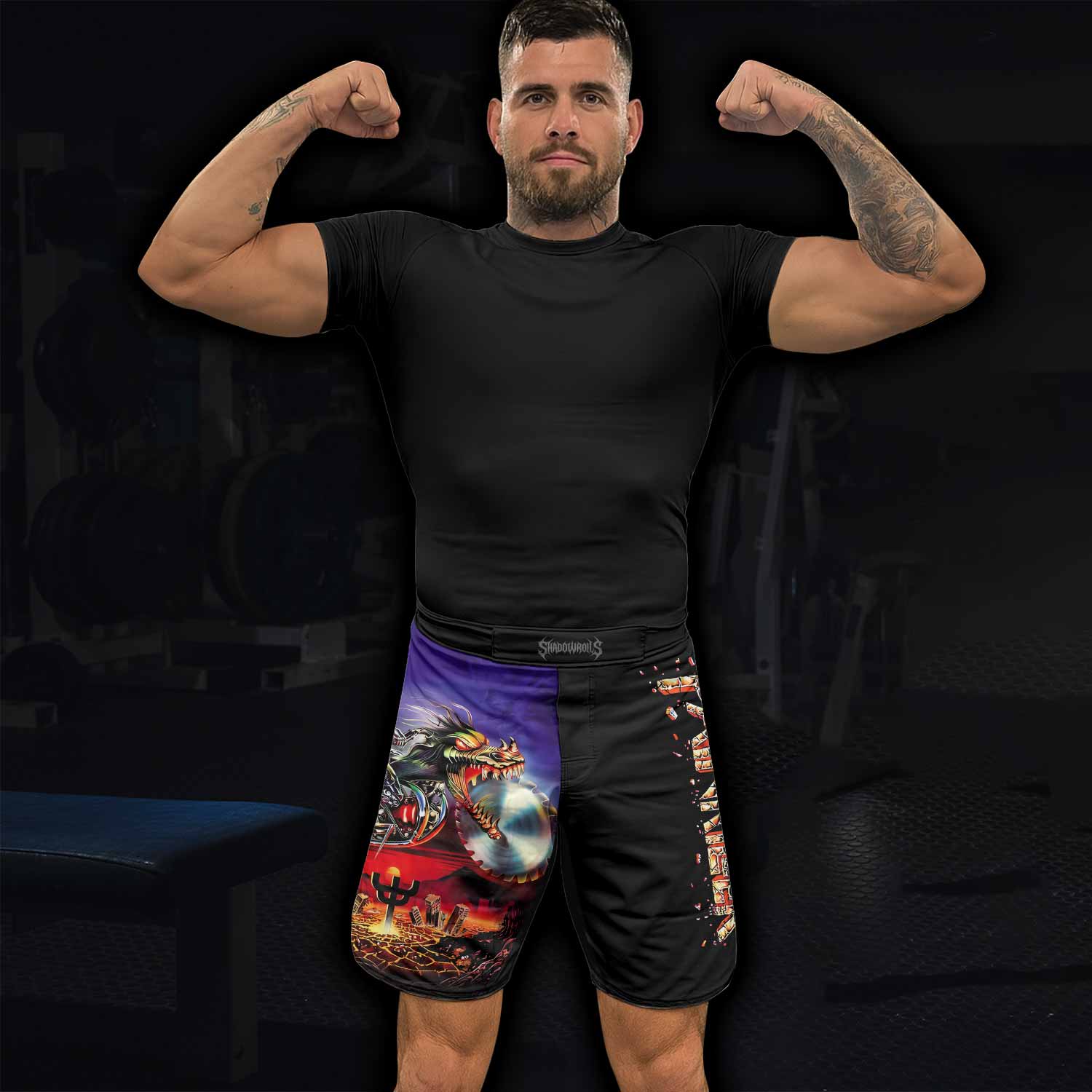 Judas Priest Painkiller Fight Shorts for MMA, BJJ & Boxing - lifestyle view