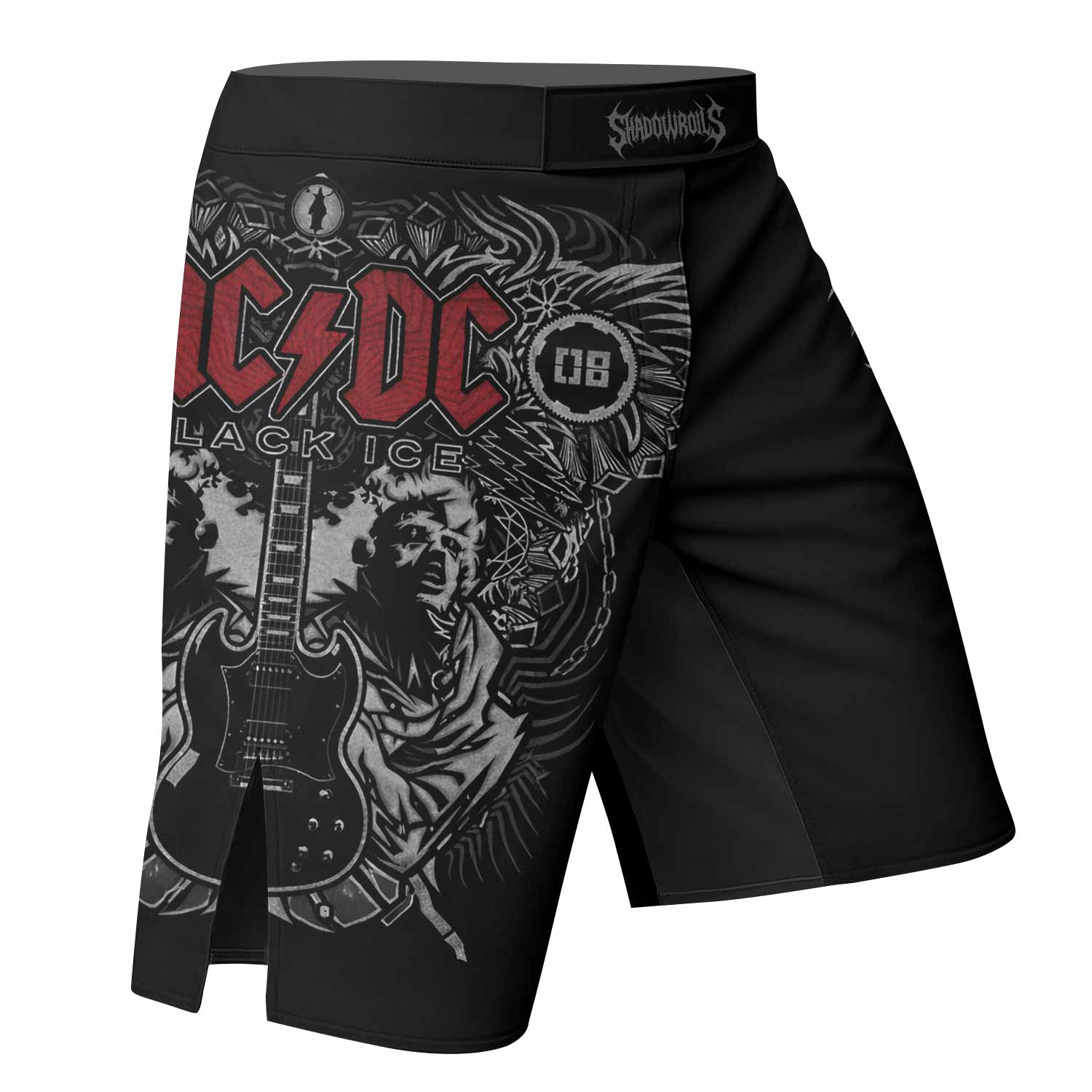 AC/DC Black Ice Fight Shorts – Durable MMA & Training Shorts - right side mockup
