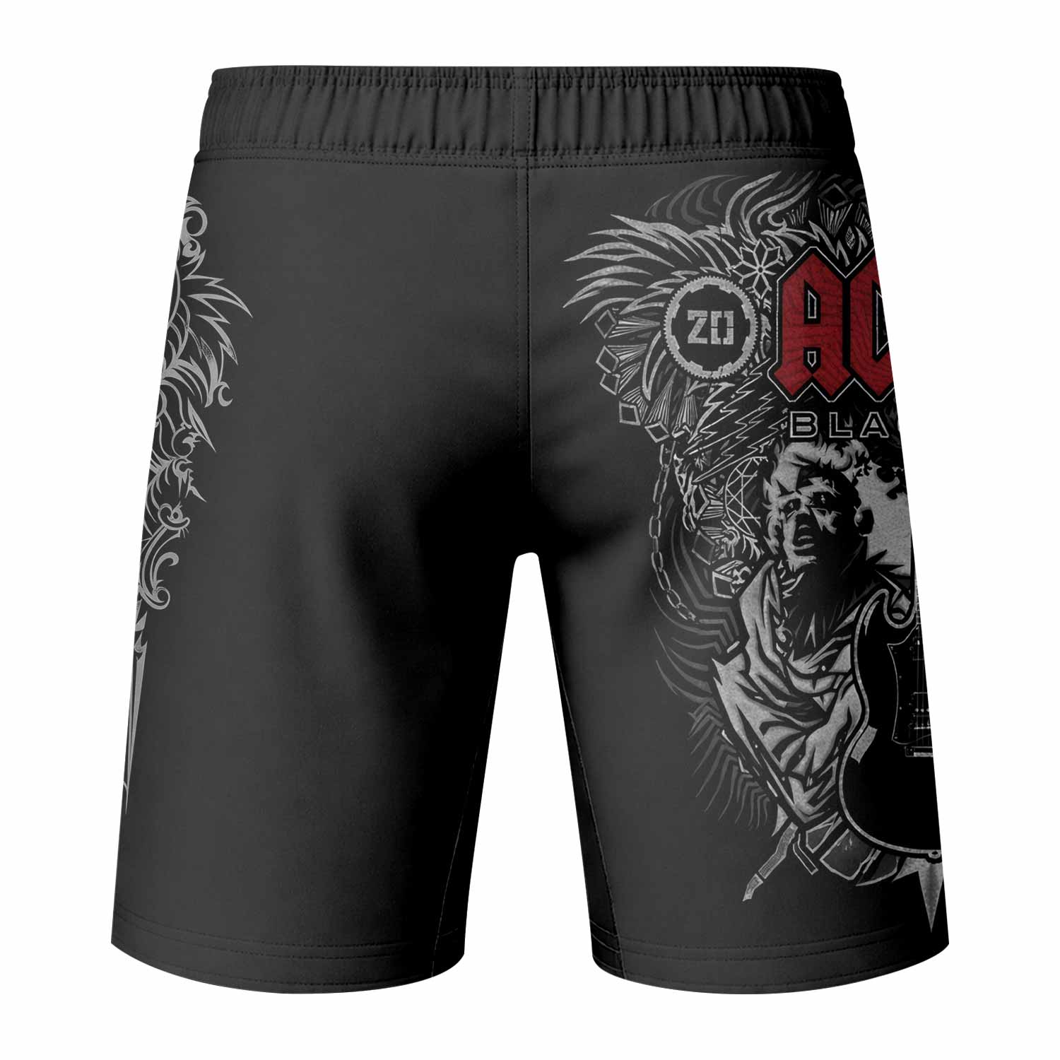 AC/DC Black Ice Fight Shorts – Durable MMA & Training Shorts - back view mockup