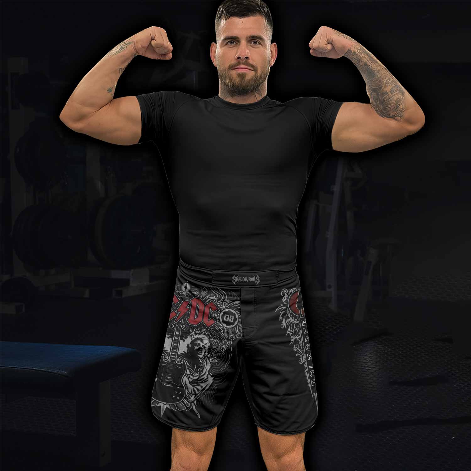 AC/DC Black Ice Fight Shorts – Durable MMA & Training Shorts - lifestyle view