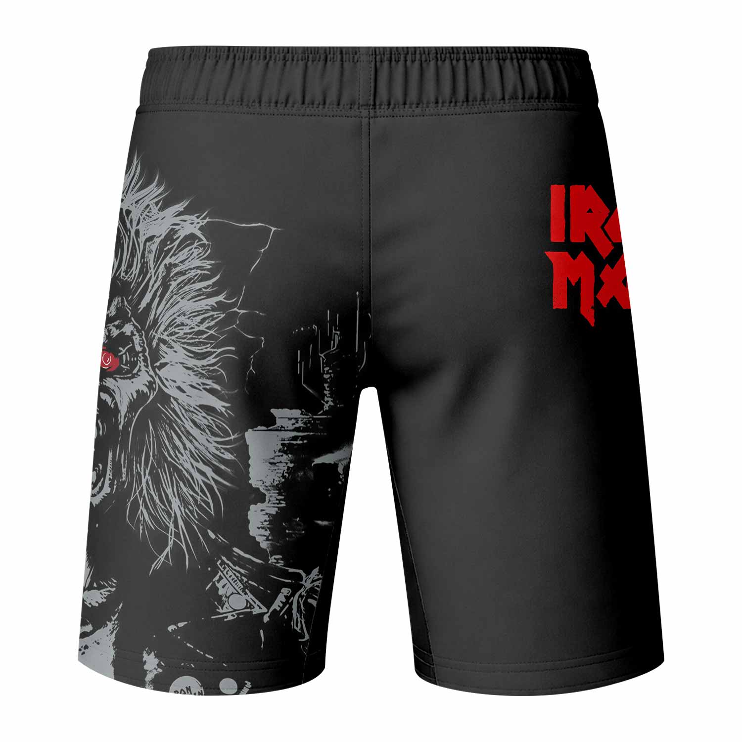 Iron Maiden Eddie the Head Fight Shorts – Durable MMA Fight Shorts - back view mockup