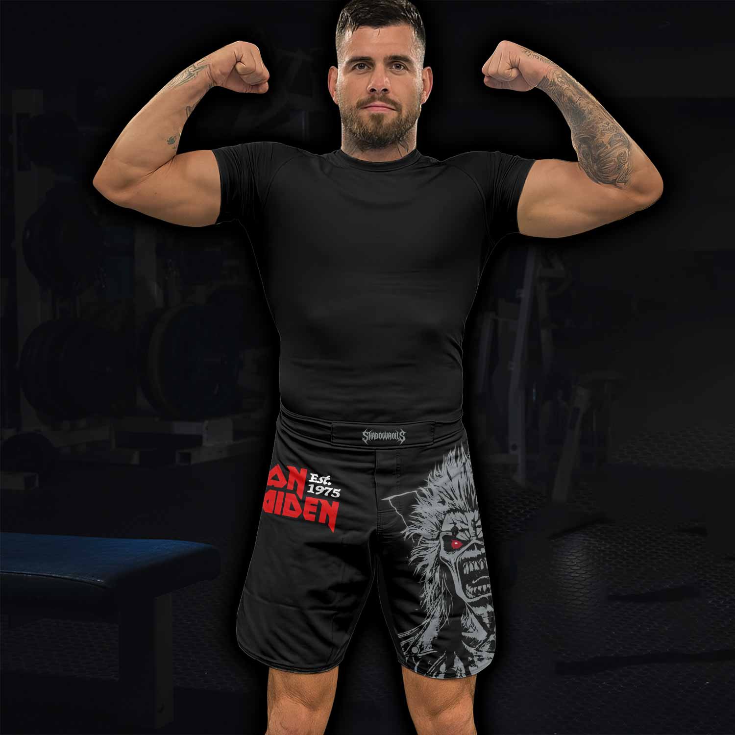 Iron Maiden Eddie the Head Fight Shorts – Durable MMA Fight Shorts - lifestyle view