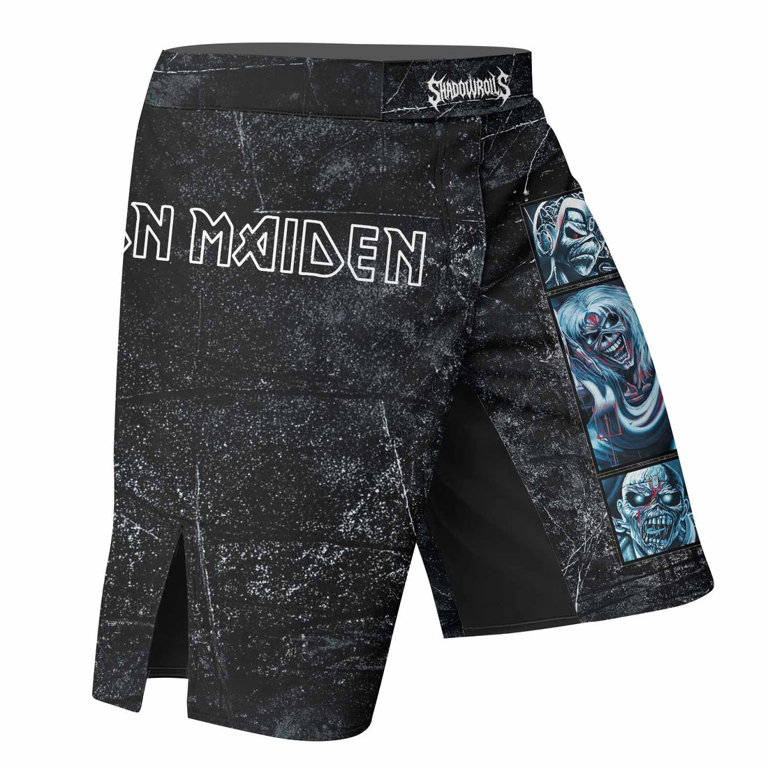 Iron Maiden The Ten Eddies Fight Shorts – MMA, BJJ, Boxing Gear - right side mockup