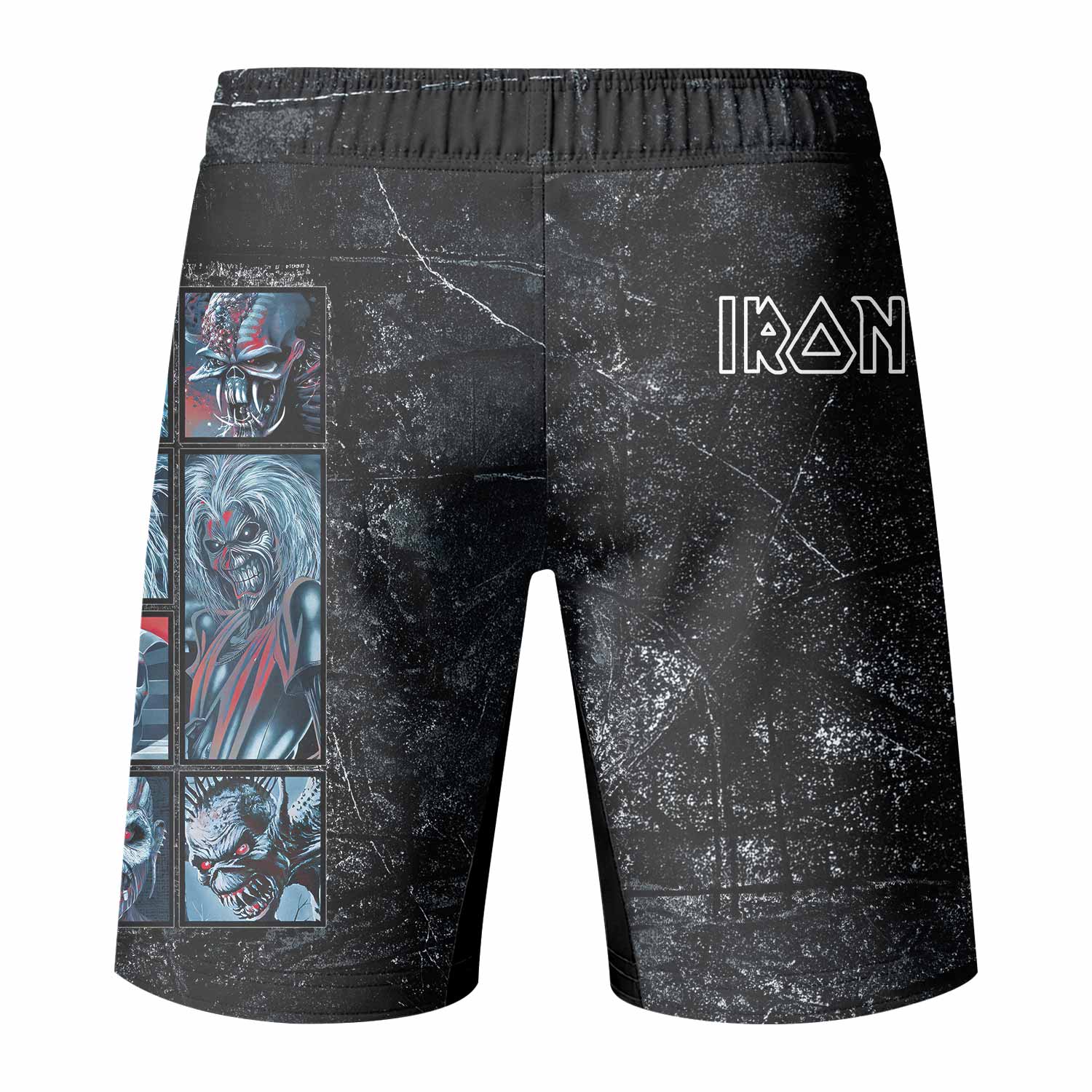 Iron Maiden The Ten Eddies Fight Shorts – MMA, BJJ, Boxing Gear - back view mockup