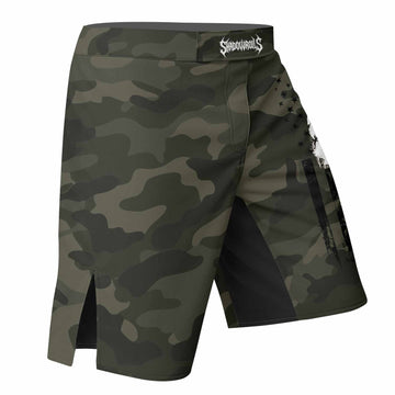 The Punisher Skull We The People Fight Shorts | Durable MMA Gear - right side mockup