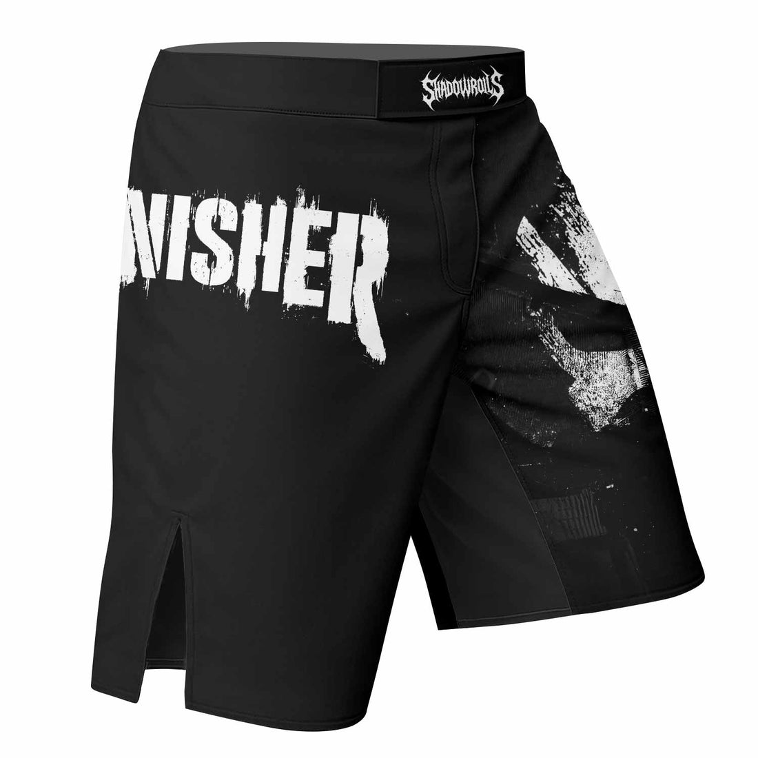 The Punisher Skull Camouflage Fight Shorts for MMA & Training - right side mockup