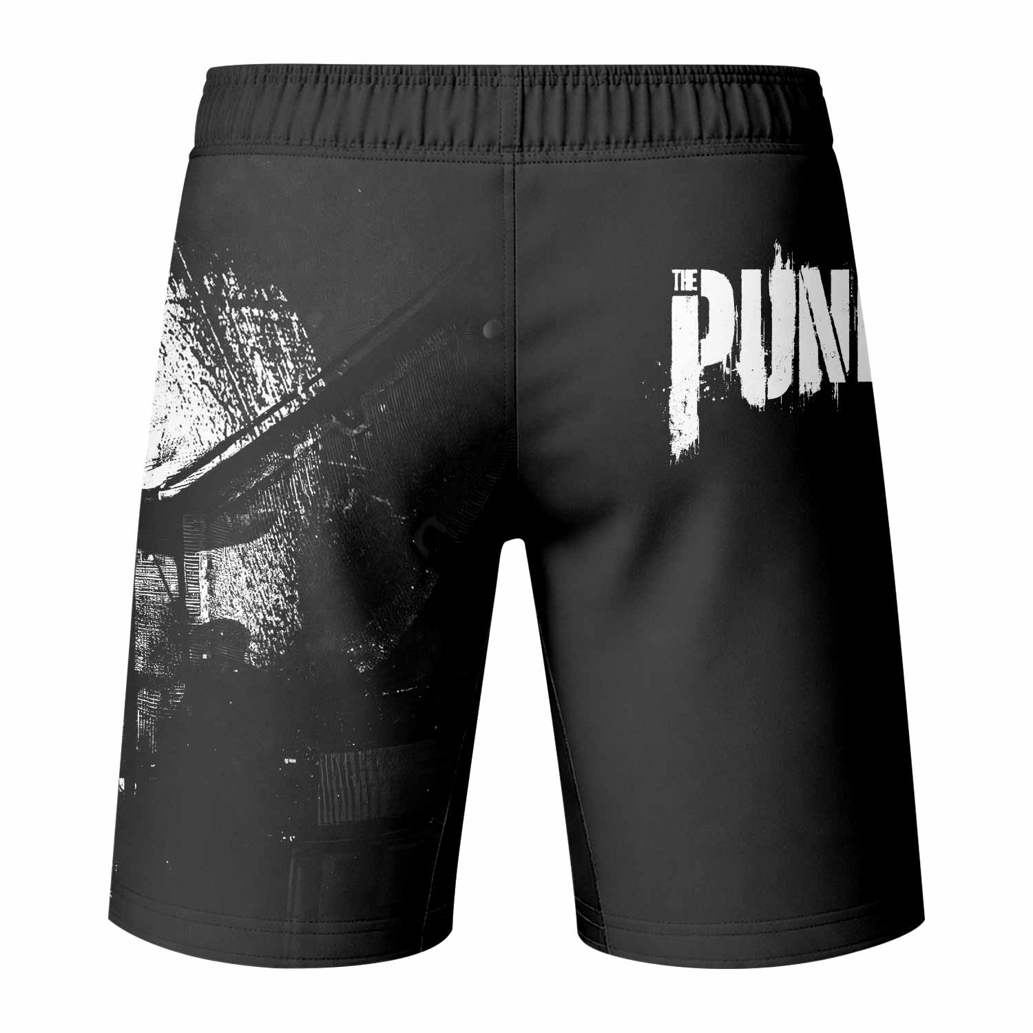 The Punisher Skull Camouflage Fight Shorts for MMA & Training - back view mockup
