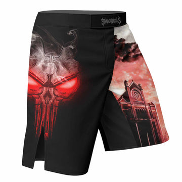 The Punisher Skull Frank Castle Fight Shorts | Fight Shorts for MMA, BJJ, Boxing - right side mockup