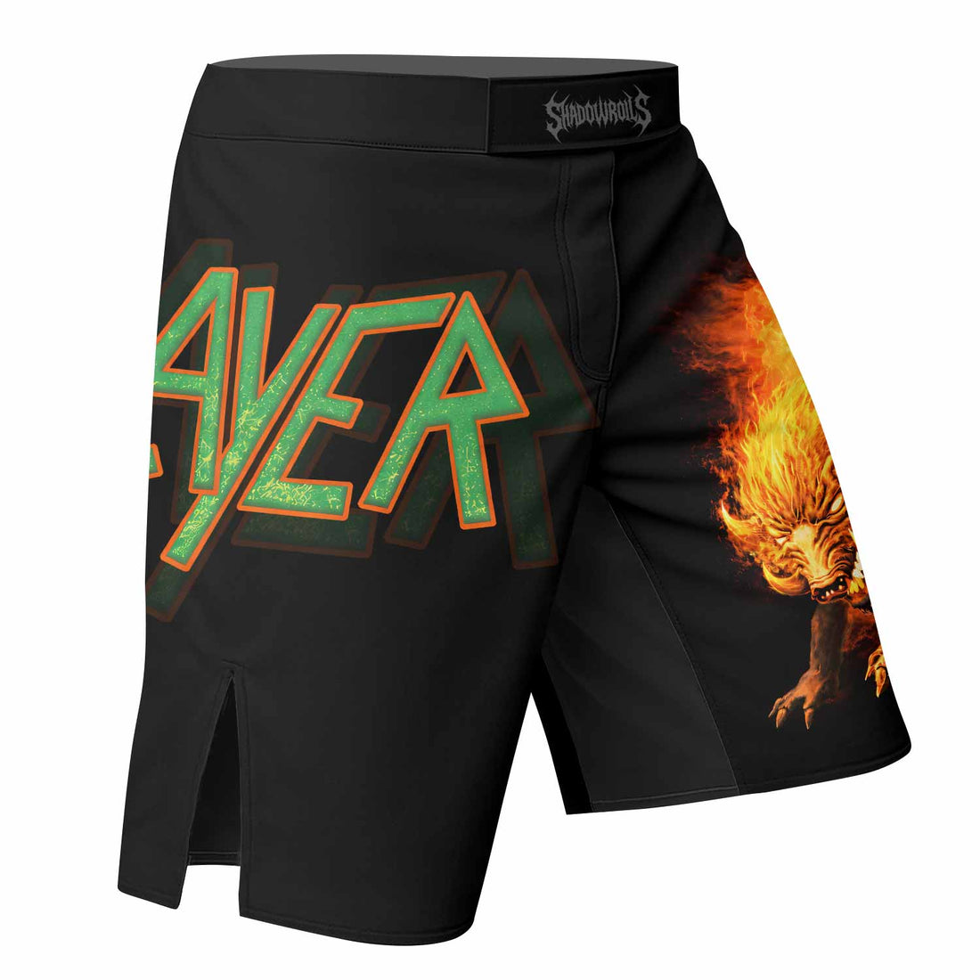 Slayer Hellfire Demon Fight Shorts | MMA, Boxing & BJJ Apparel - right side mockup