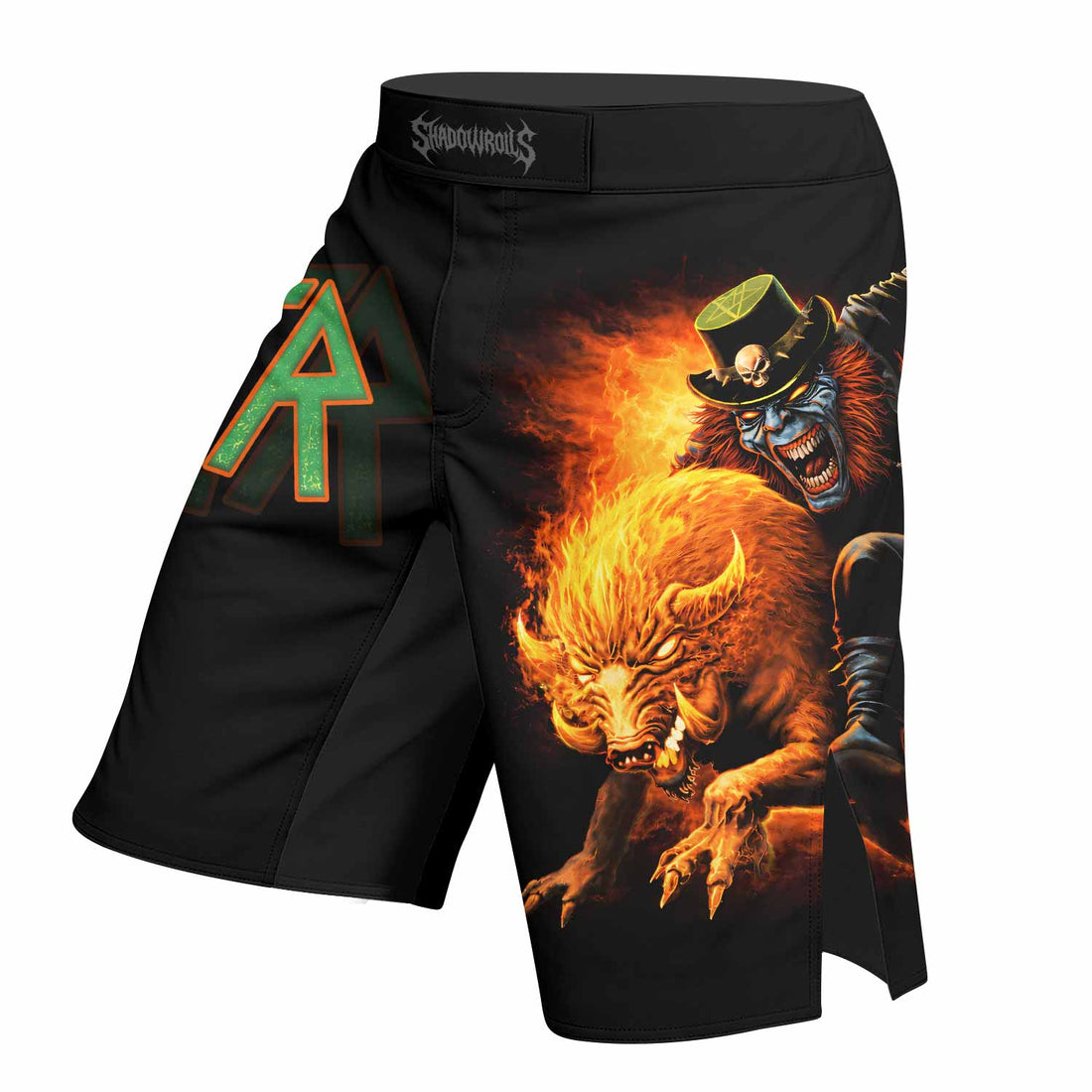 Slayer Hellfire Demon Fight Shorts | MMA, Boxing & BJJ Apparel - right side mockup