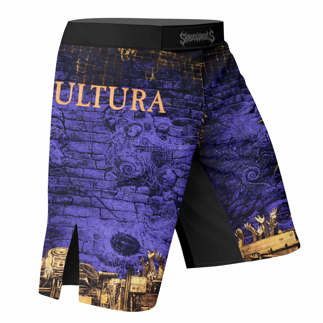 Sepultura Chaos A.D 90s Fight Shorts – Durable MMA, BJJ & Boxing Shorts - right side mockup