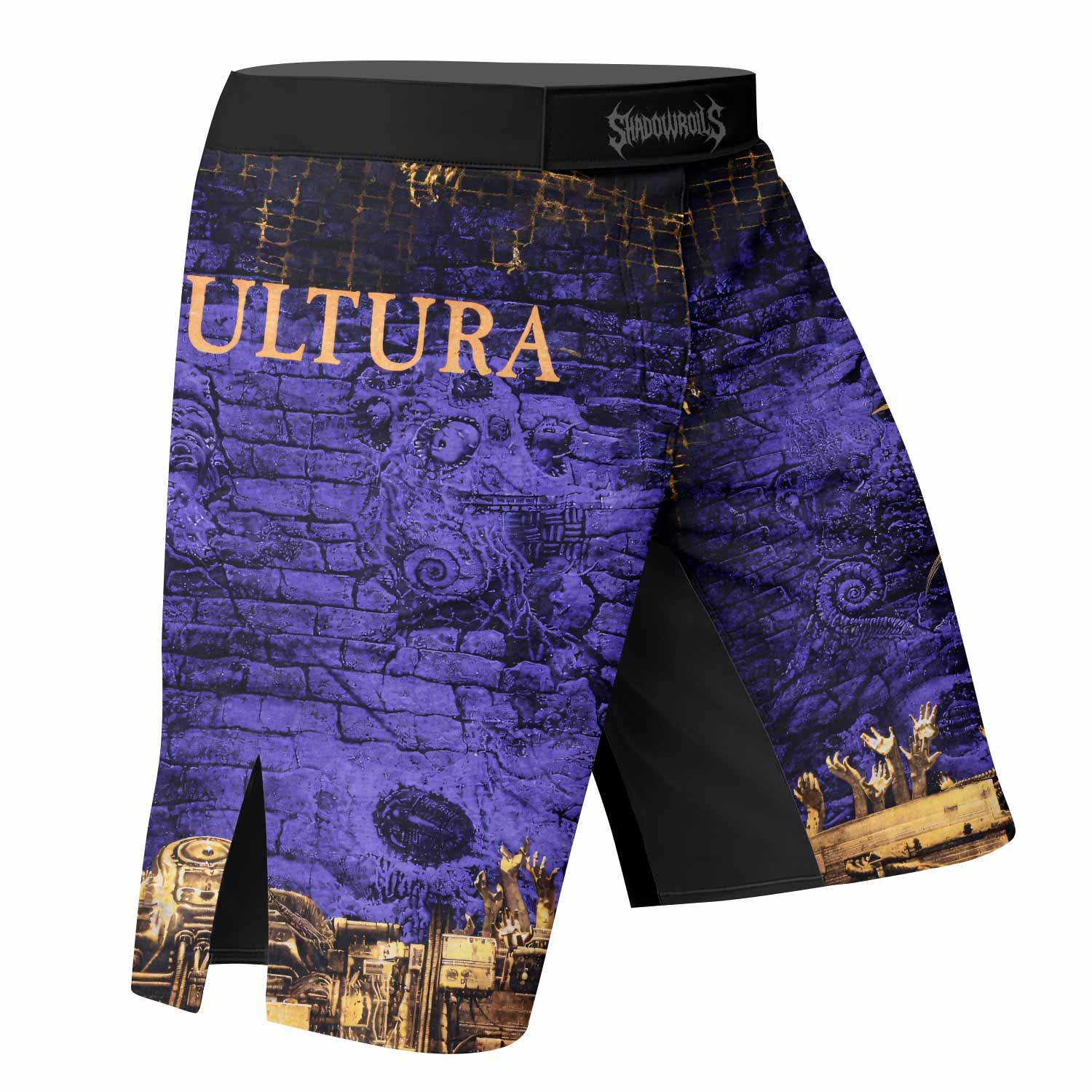 Sepultura Chaos A.D 90s Fight Shorts – Durable MMA, BJJ & Boxing Shorts - right side mockup