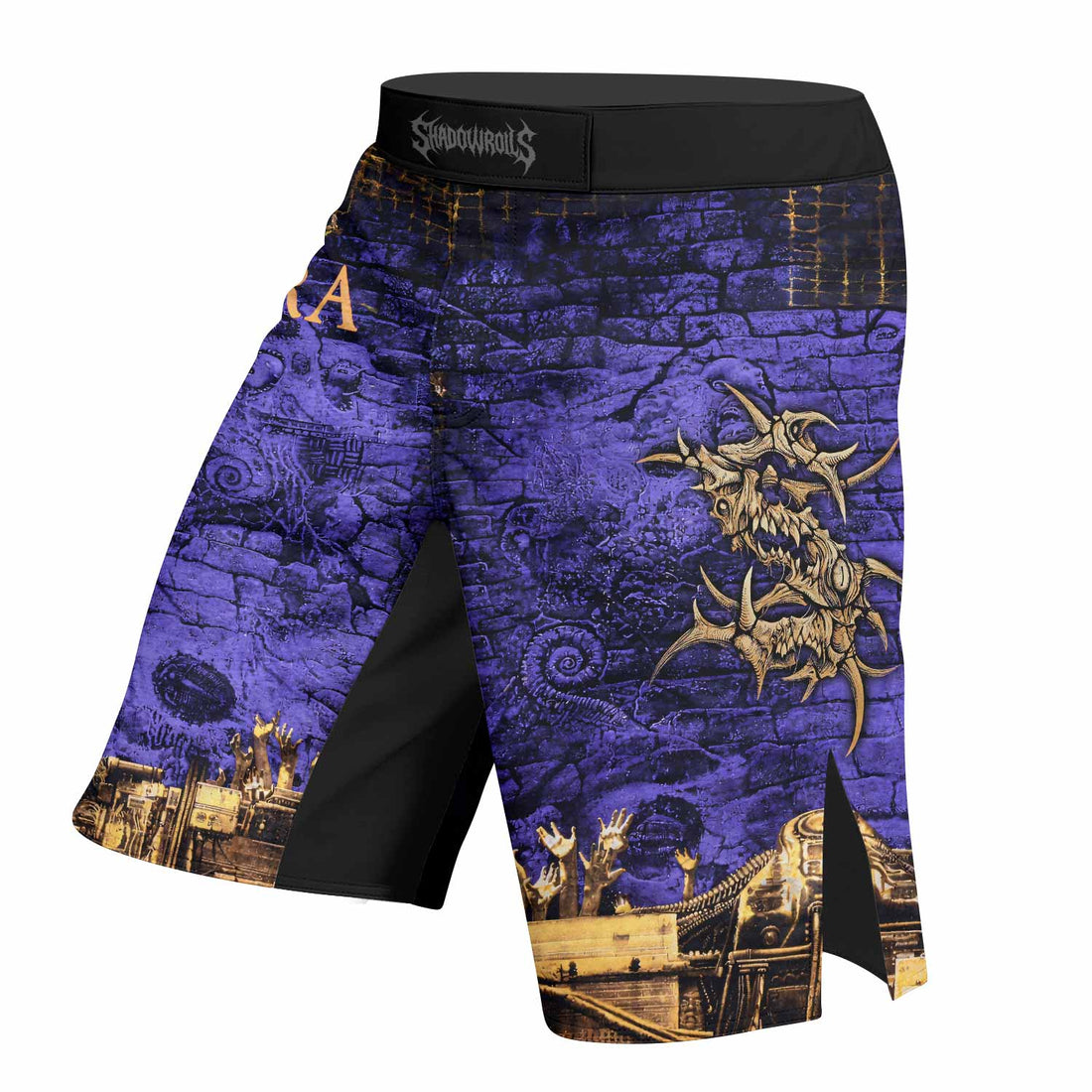 Sepultura Chaos A.D 90s Fight Shorts – Durable MMA, BJJ & Boxing Shorts - right side mockup