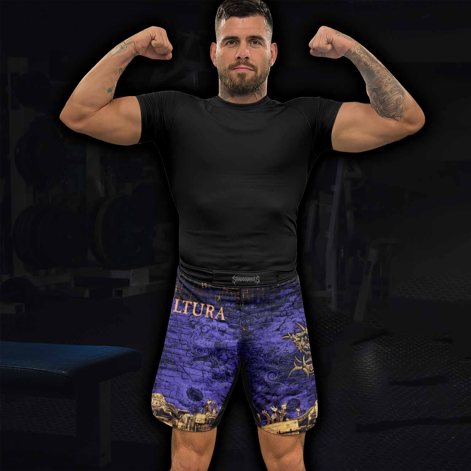 Sepultura Chaos A.D 90s Fight Shorts – Durable MMA, BJJ & Boxing Shorts - lifestyle view