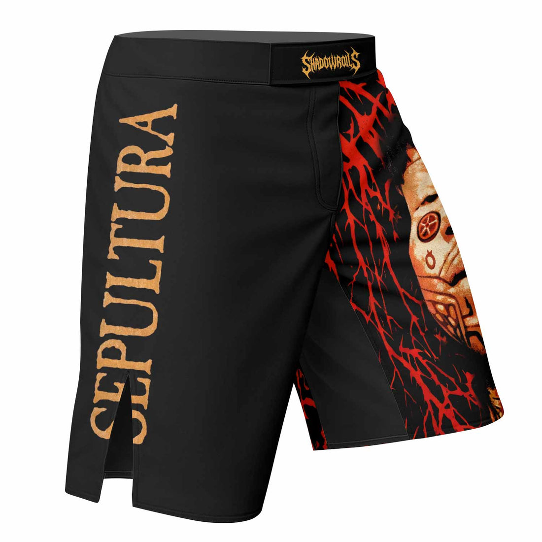 Sepultura Roots Fight Shorts – Durable MMA, BJJ & Boxing Shorts - right side mockup