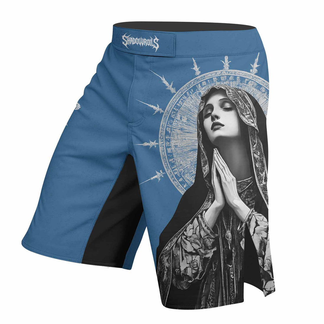 Our Lady of Sorrows Fight Shorts – Durable MMA Fight Shorts - right side mockup