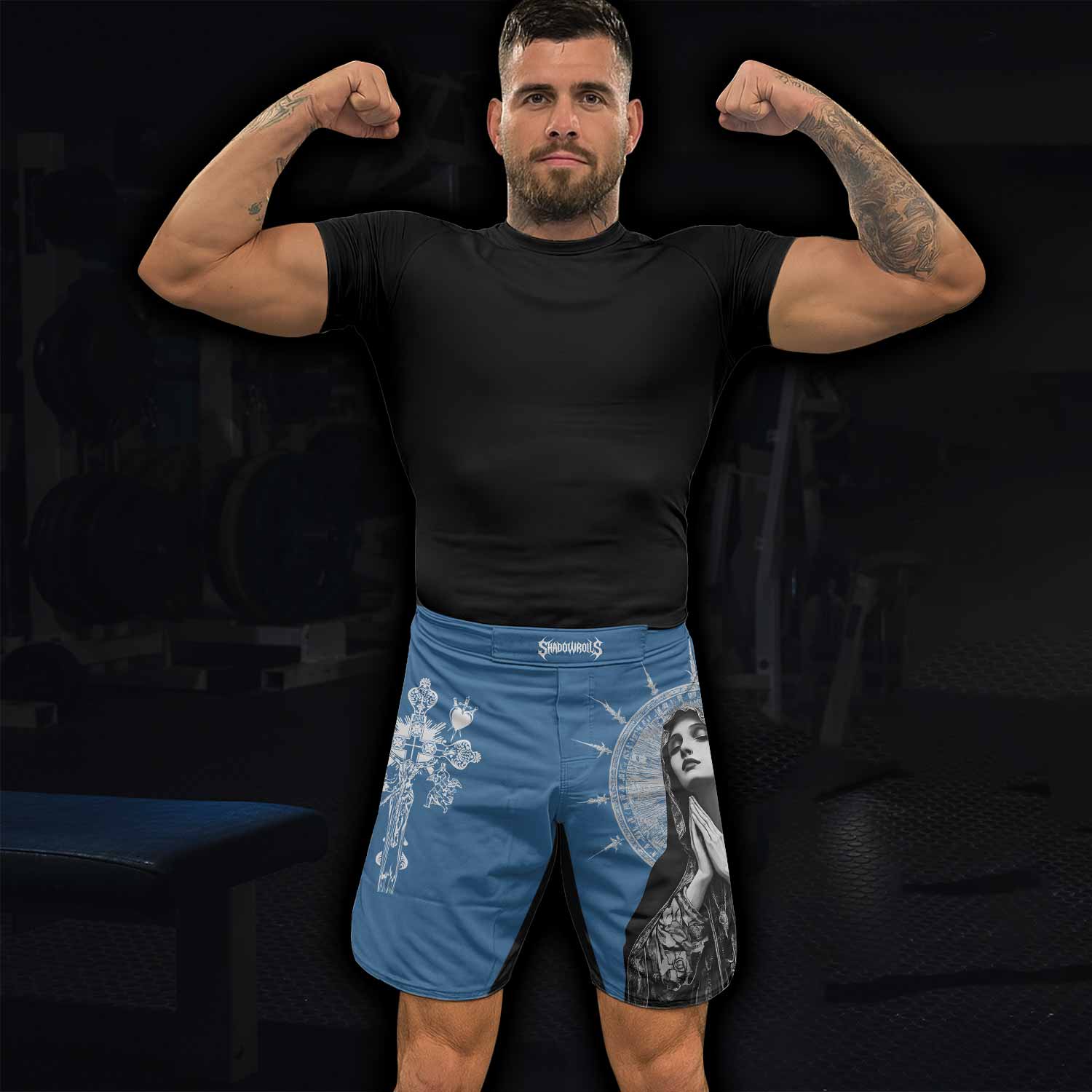 Our Lady of Sorrows Fight Shorts – Durable MMA Fight Shorts - lifestyle view