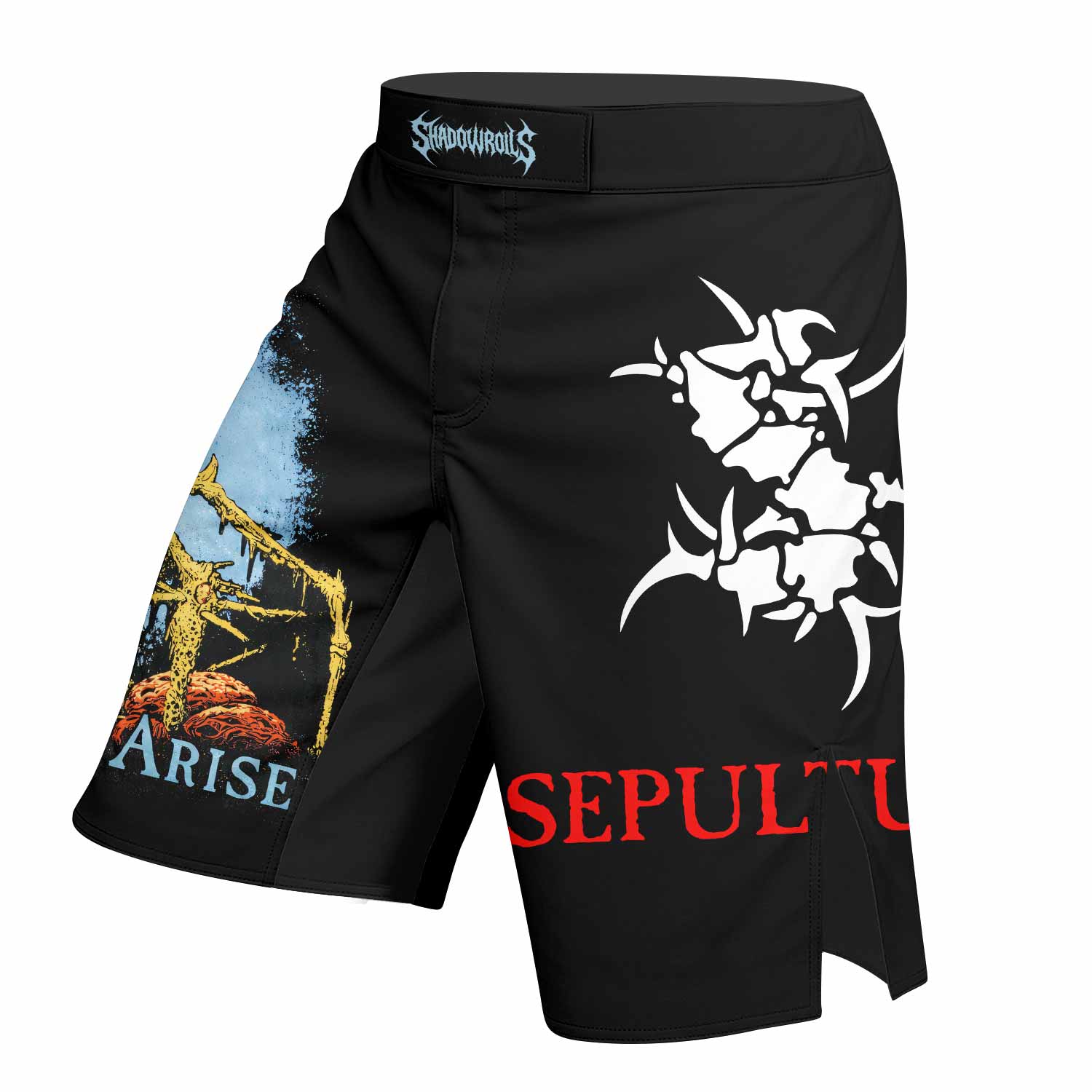 Sepultura Arise Fight Shorts – Durable MMA, BJJ, and Boxing Shorts - left side mockup