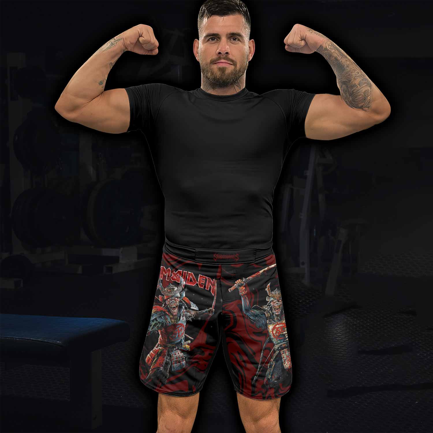 Iron Maiden Senjutsu Samurai Eddie Fight Shorts – MMA & BJJ Gear - lifestyle view