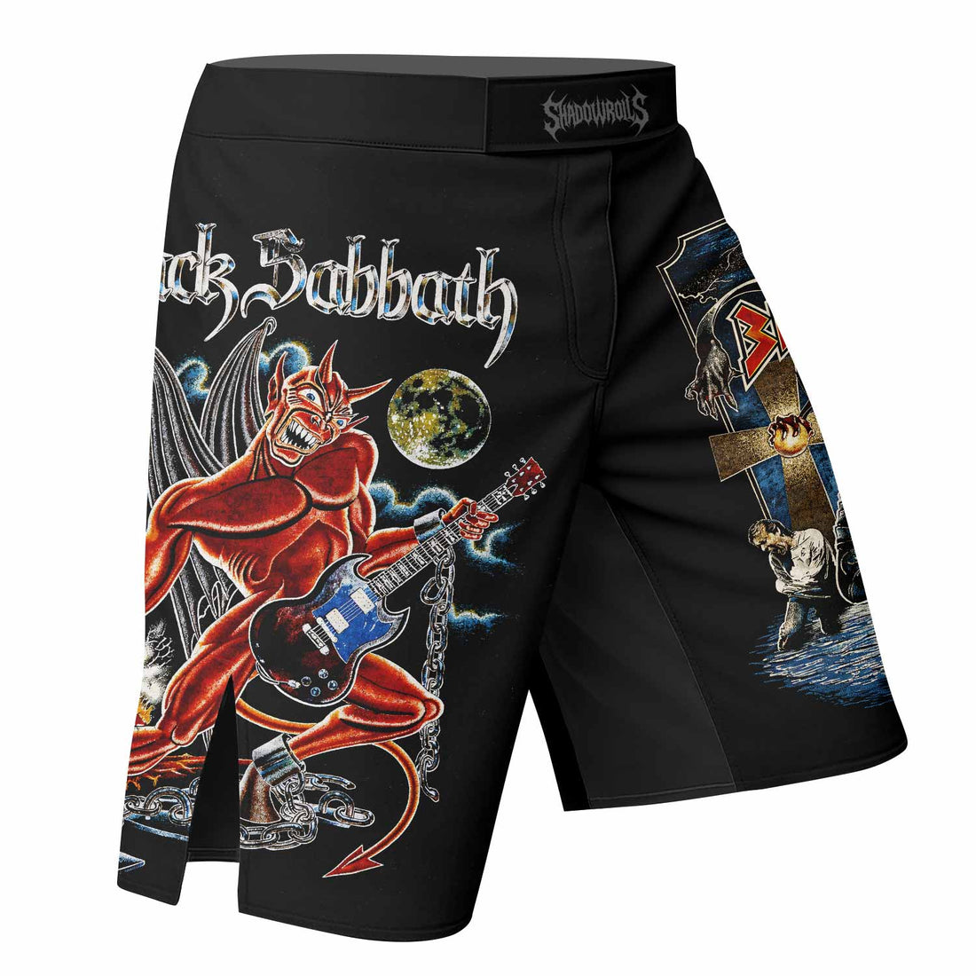 Black Sabbath Live Evil Fight Shorts | Durable MMA & BJJ Shorts - right side mockup
