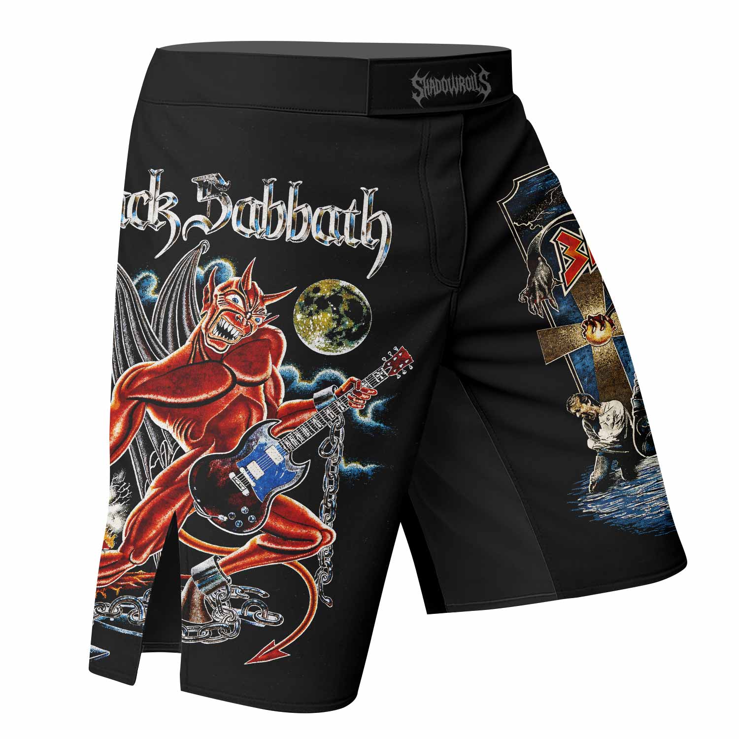 Black Sabbath Live Evil Fight Shorts | Durable MMA & BJJ Shorts - right side mockup