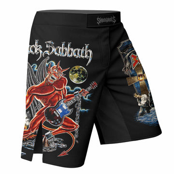 Black Sabbath Live Evil Fight Shorts | Durable MMA & BJJ Shorts - right side mockup