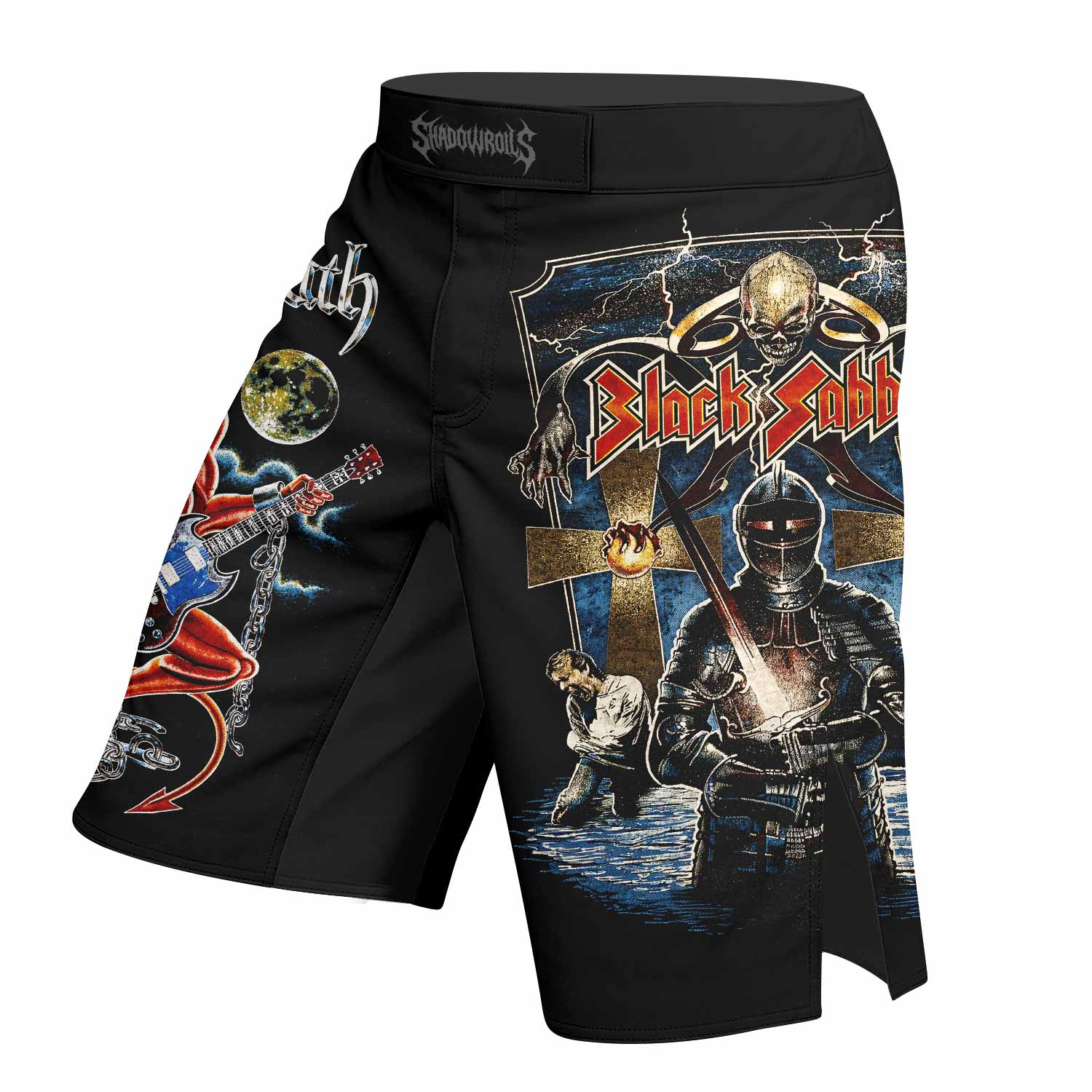 Black Sabbath Live Evil Fight Shorts | Durable MMA & BJJ Shorts - left side mockup