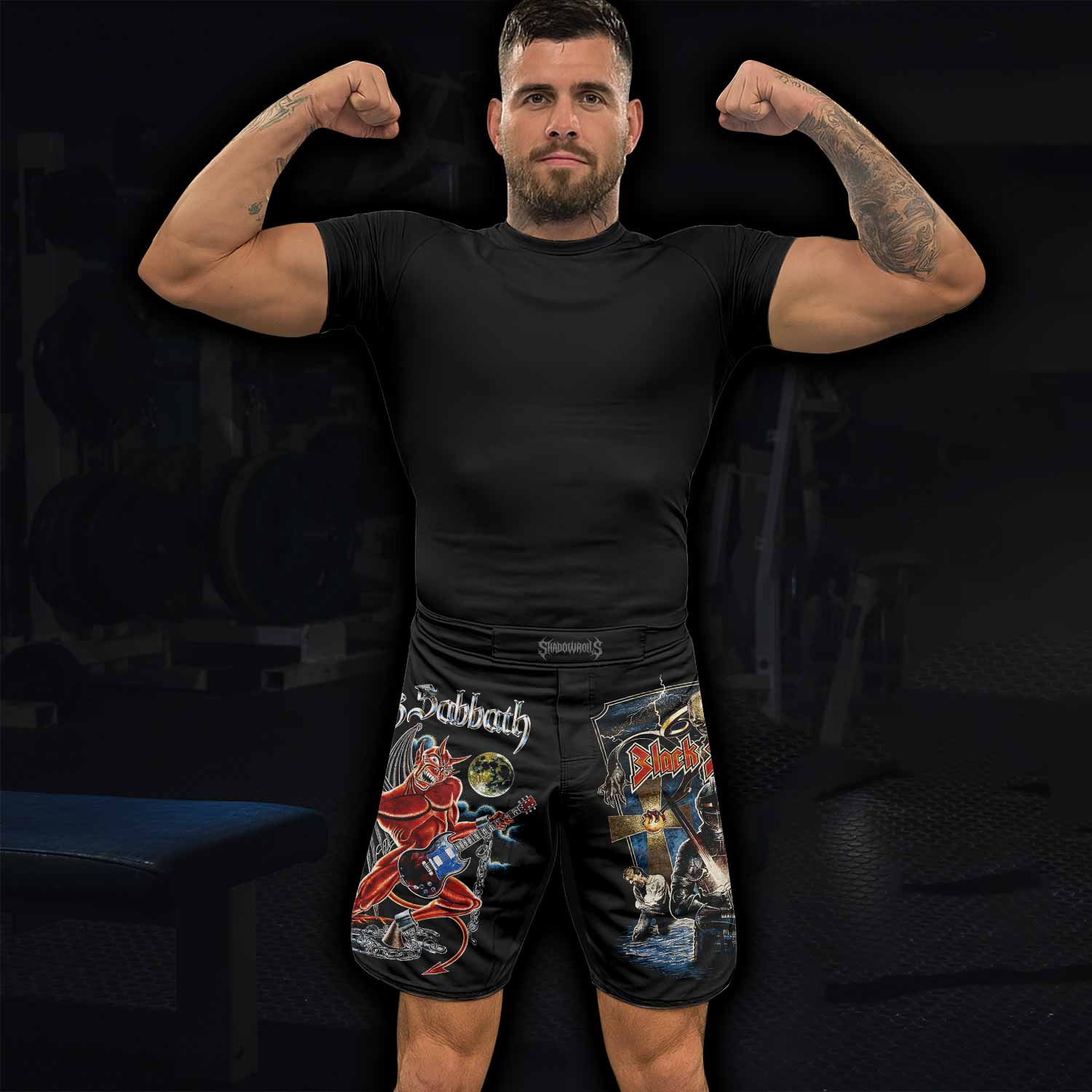 Black Sabbath Live Evil Fight Shorts | Durable MMA & BJJ Shorts - lifestyle view