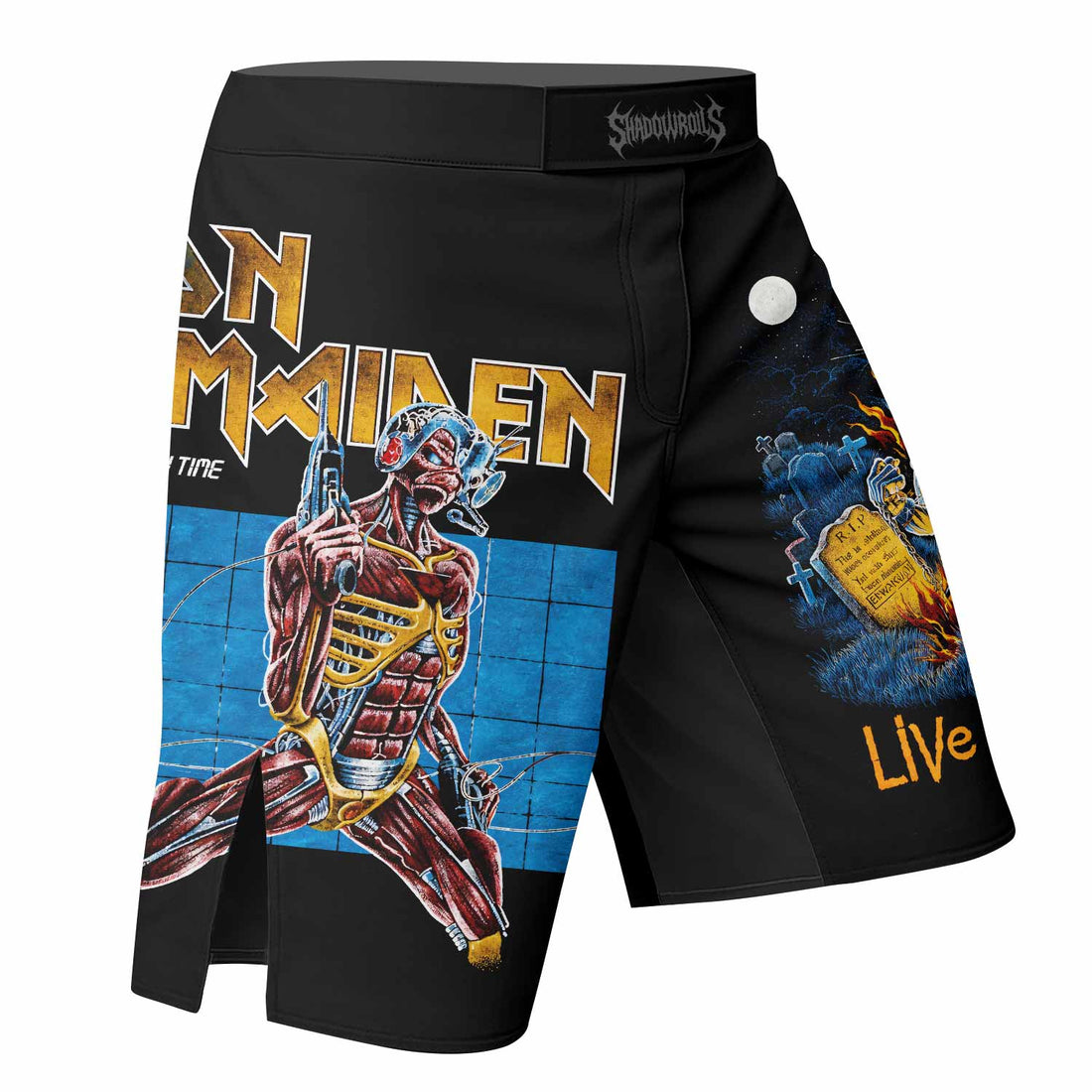 Iron Maiden Live After Death Fight Shorts – MMA, BJJ, Boxing Gear - right side mockup