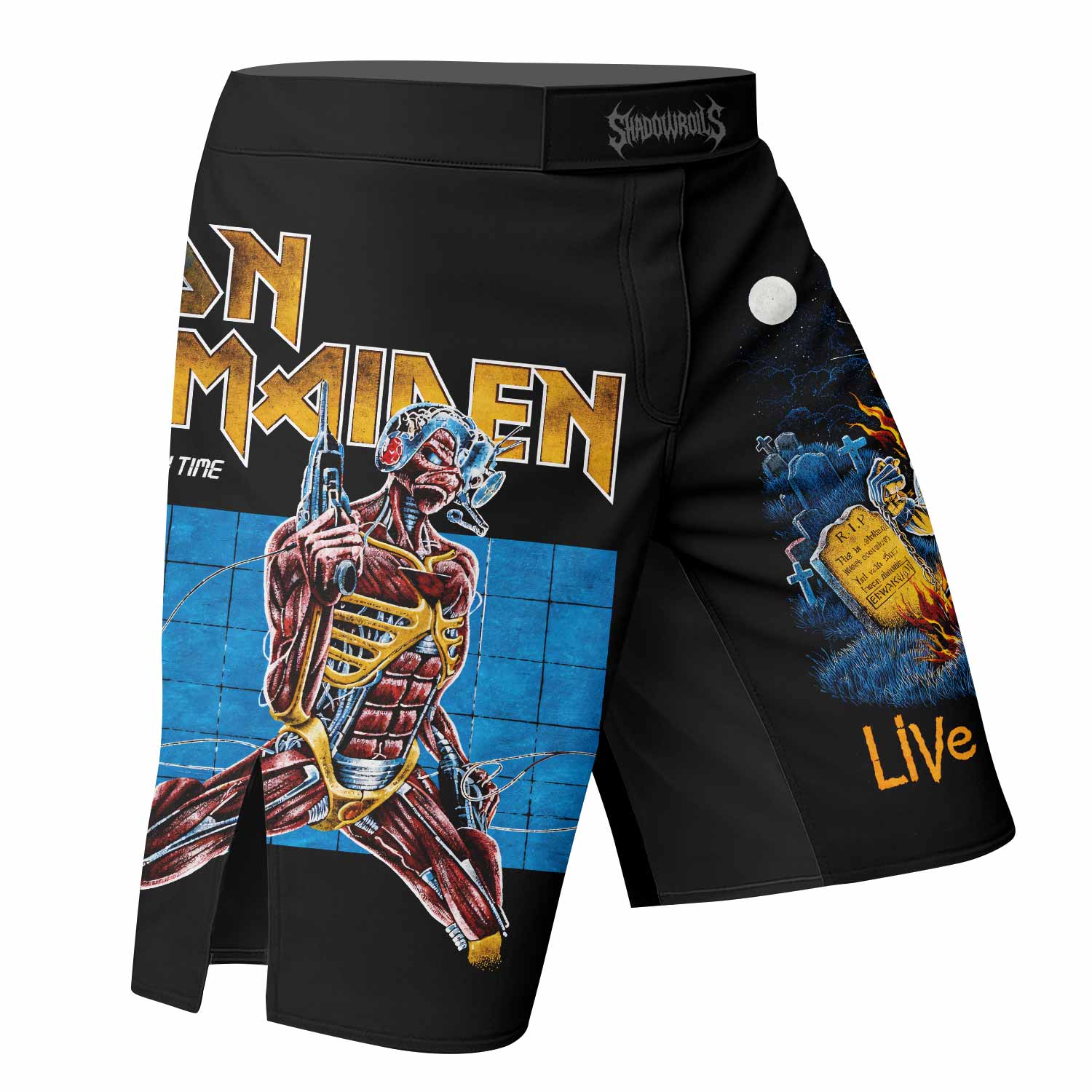 Iron Maiden Live After Death Fight Shorts – MMA, BJJ, Boxing Gear - right side mockup