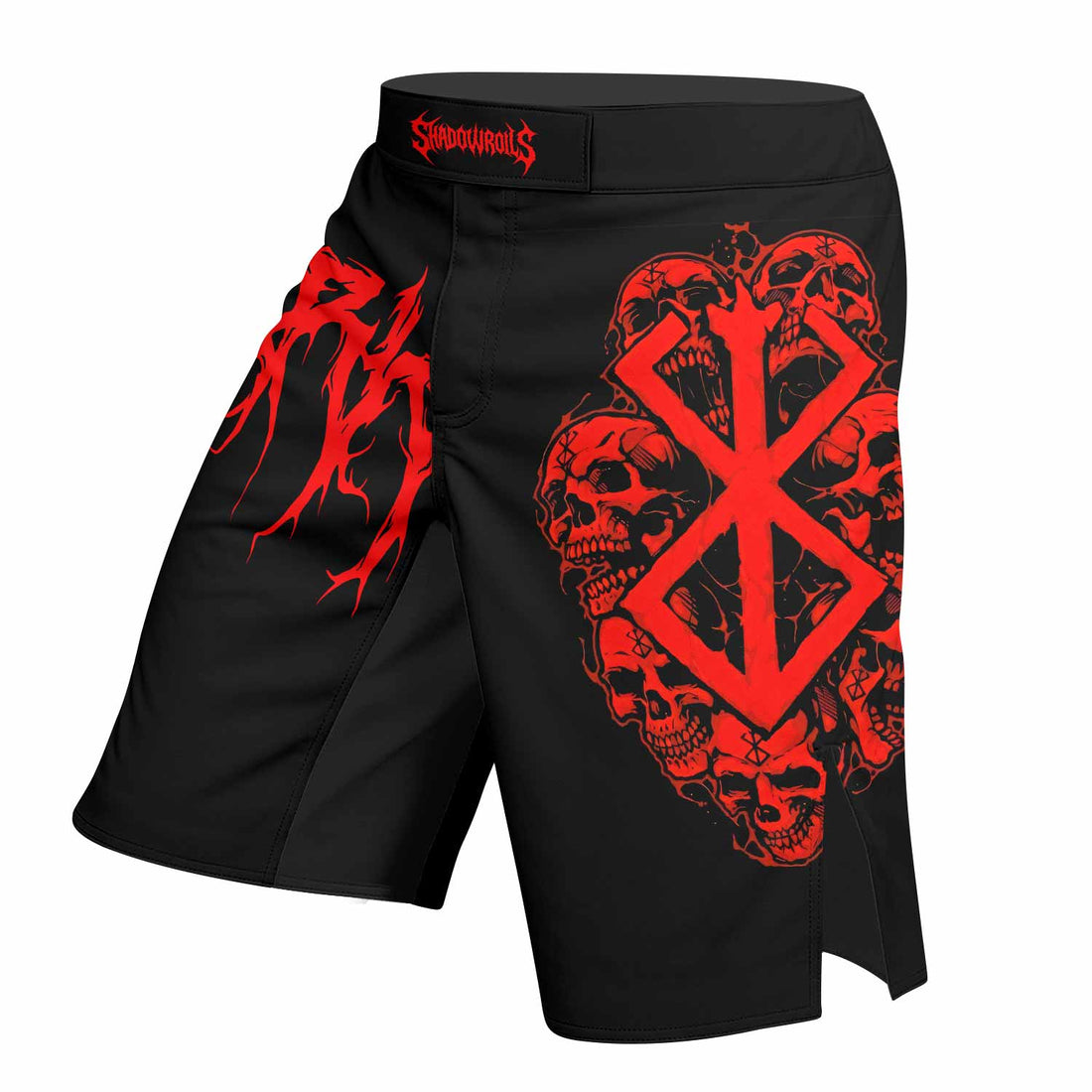 Berserk Metal Skull Knight Fight Shorts | Fight Shorts for MMA & Training - right side mockup