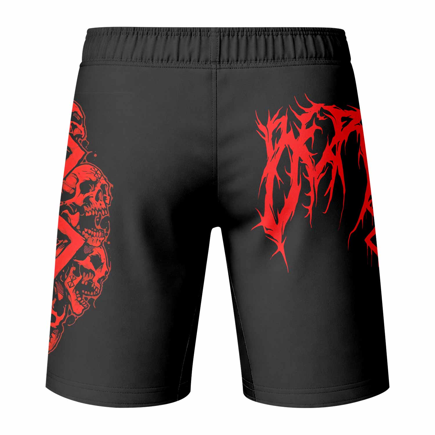 Berserk Metal Skull Knight Fight Shorts | Fight Shorts for MMA & Training - back view mockup