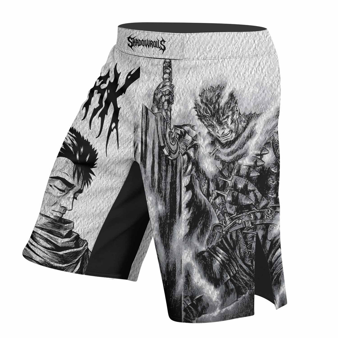 Berserk Metal Guts Fight Shorts – MMA, BJJ, Boxing & Training Gear - right side mockup