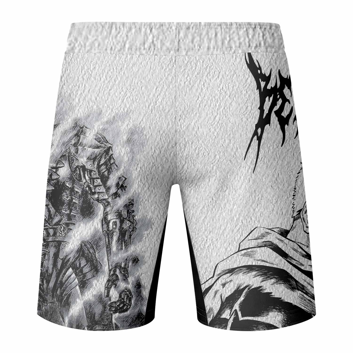 Berserk Metal Guts Fight Shorts – MMA, BJJ, Boxing & Training Gear - back view mockup
