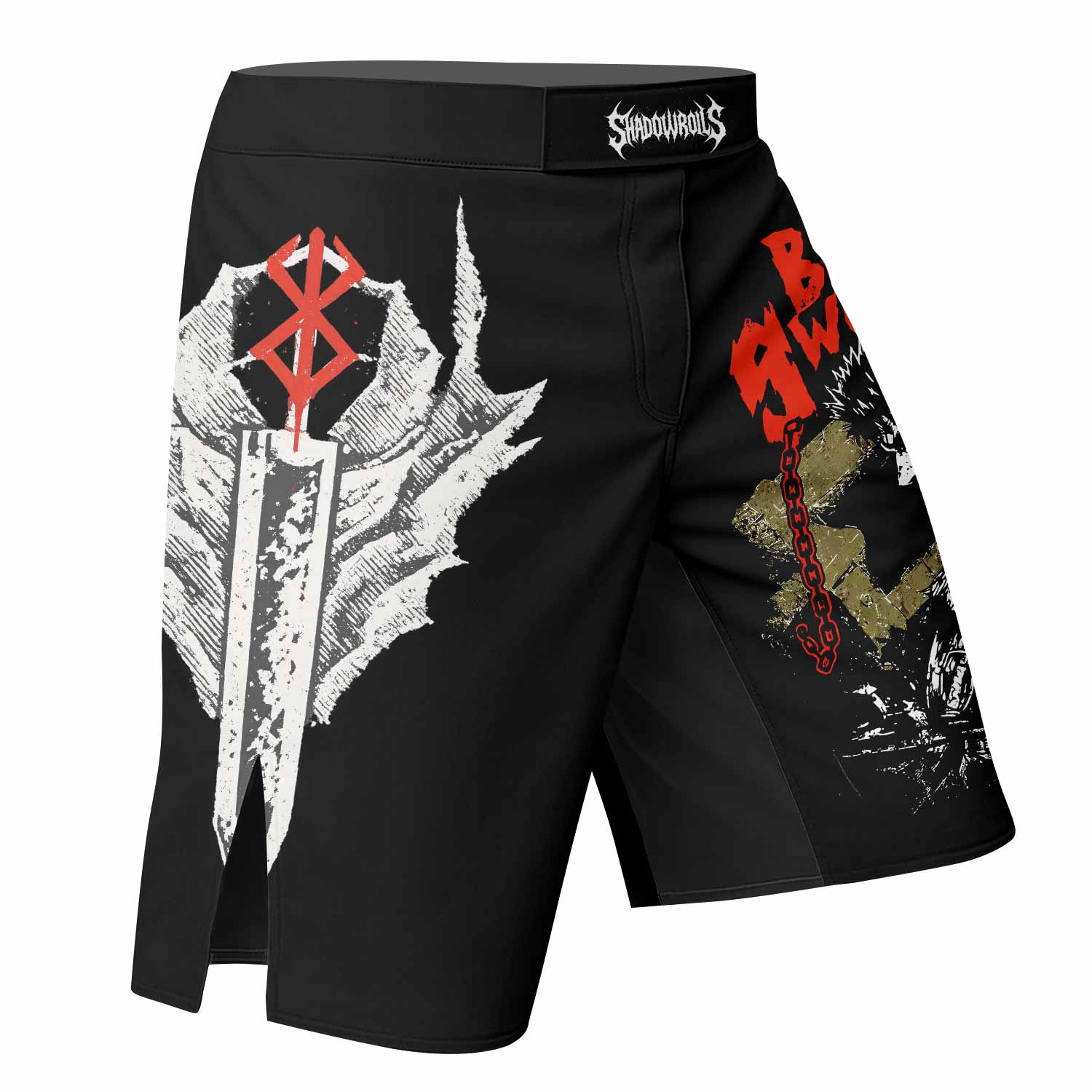 Berserk Black Swordsman Guts Fight Shorts | MMA & BJJ Wear - right side mockup