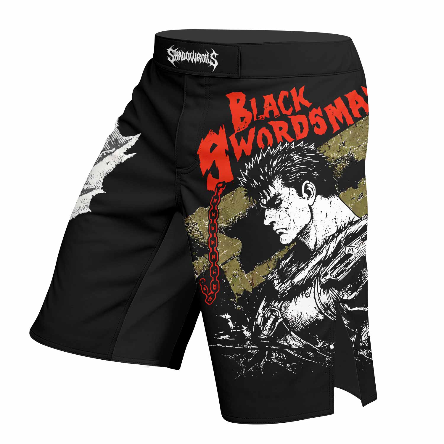 Berserk Black Swordsman Guts Fight Shorts | MMA & BJJ Wear - left side mockup