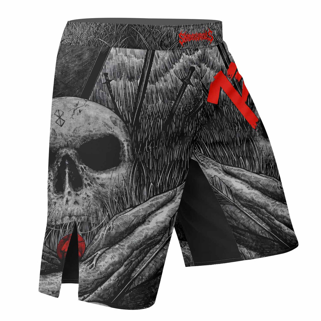 Berserk Eclipse Fight Shorts – Durable MMA, BJJ, and Boxing Shorts - right side mockup