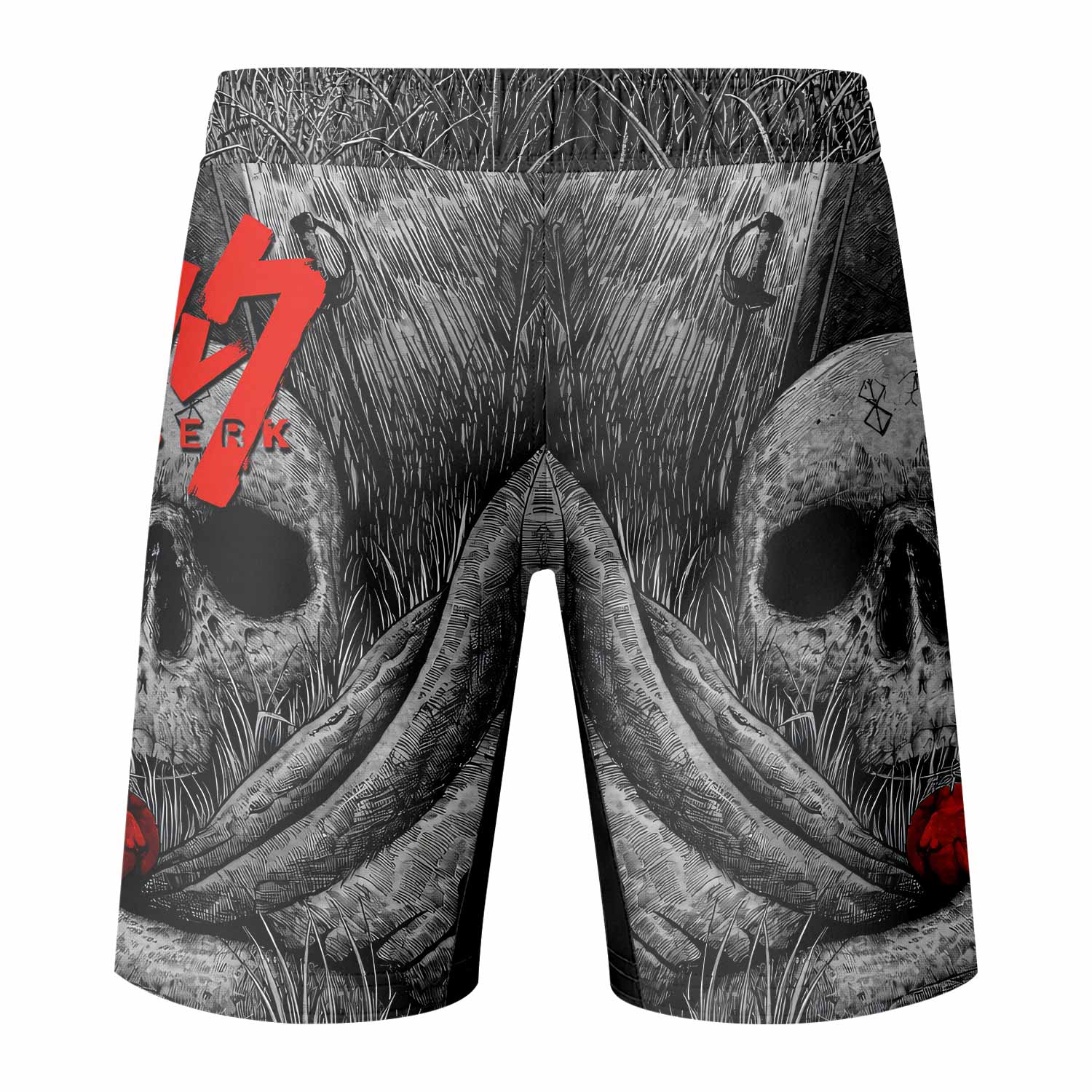 Berserk Eclipse Fight Shorts – Durable MMA, BJJ, and Boxing Shorts - back view mockup