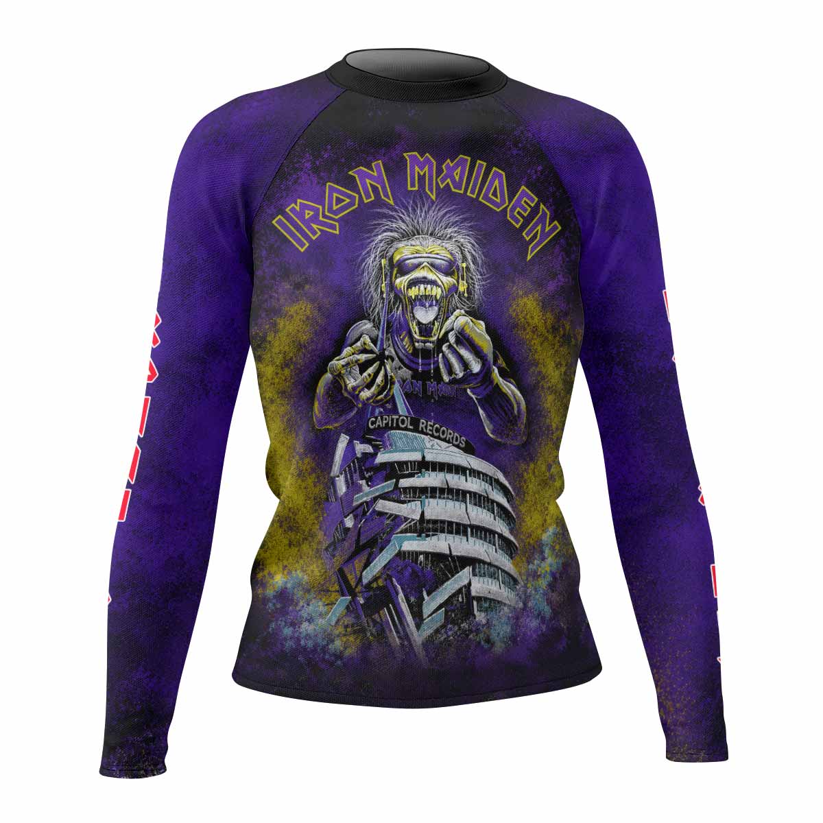 Iron Maiden Capitol Chaos Eddie Women's Rash Guard Long Sleeve - front view mockup