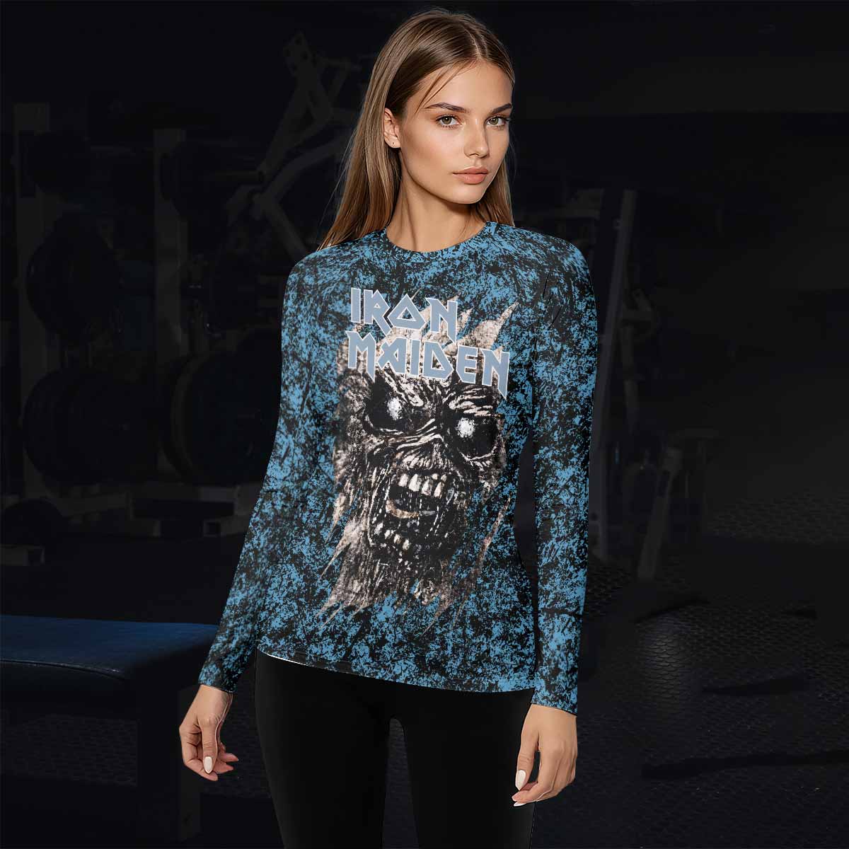 Iron Maiden Fear Reaper Eddie Women's Rash Guard Long Sleeve - lifestyle view