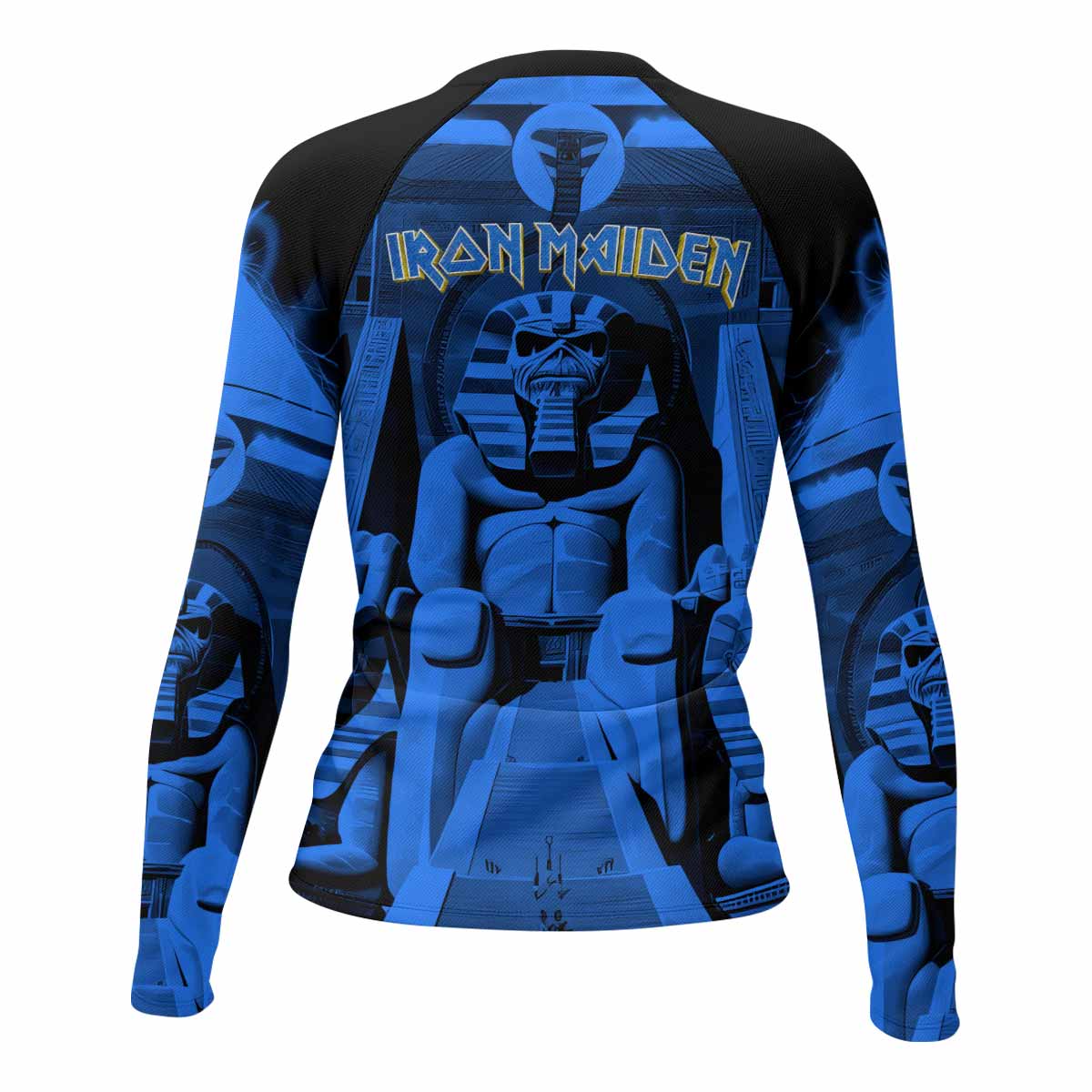 Iron Maiden Powerslave Mummy Eddie Women's Rash Guard Long Sleeve - back view mockup