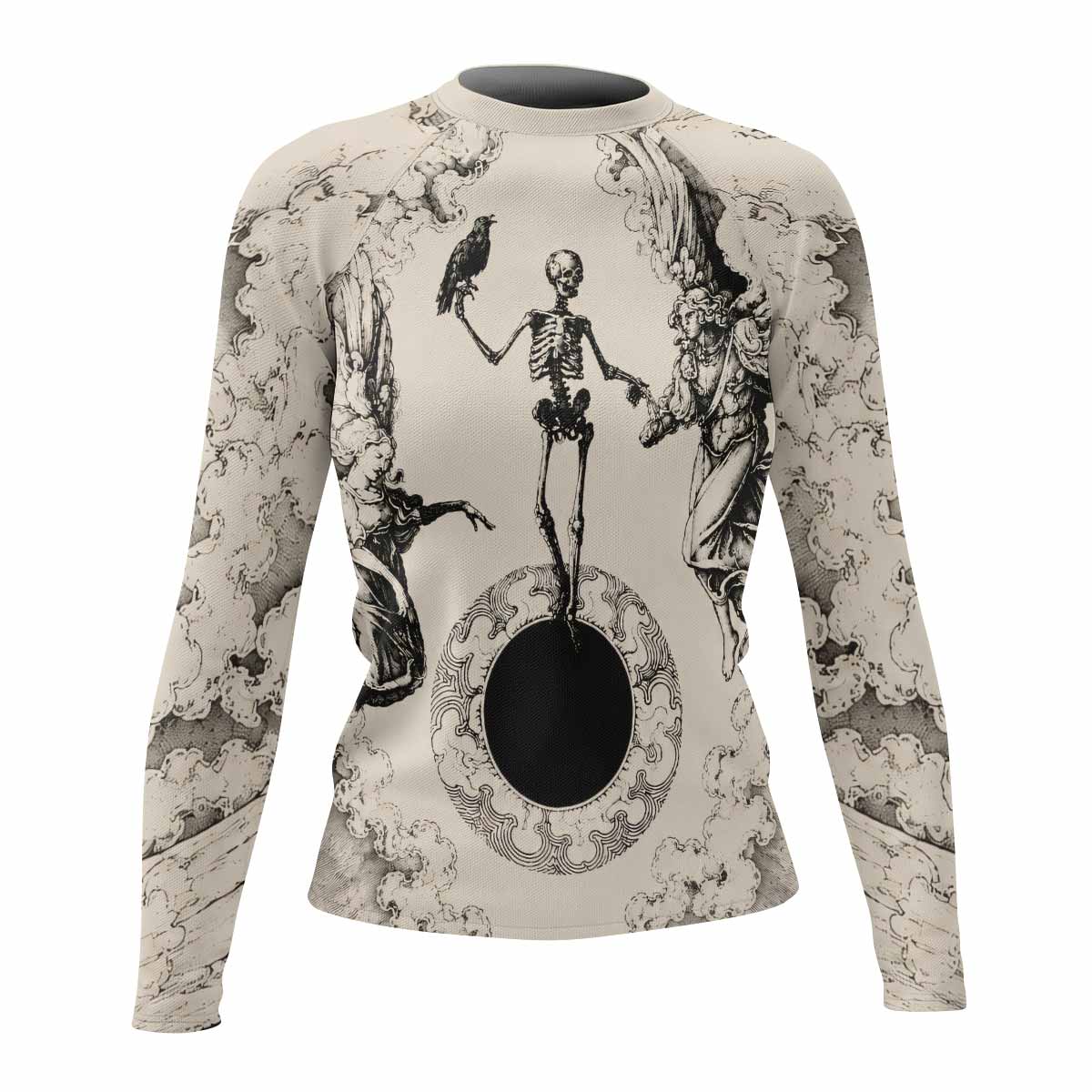 Celestial Memento Mori Women's Rash Guard Long Sleeve - front view mockup