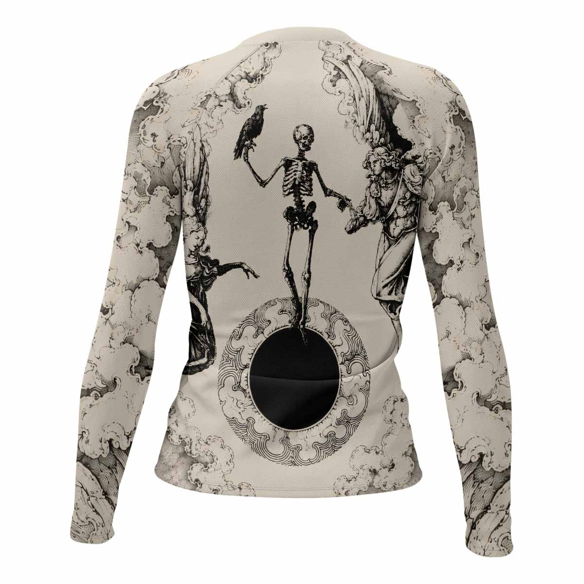 Celestial Memento Mori Women's Rash Guard Long Sleeve - back view mockup